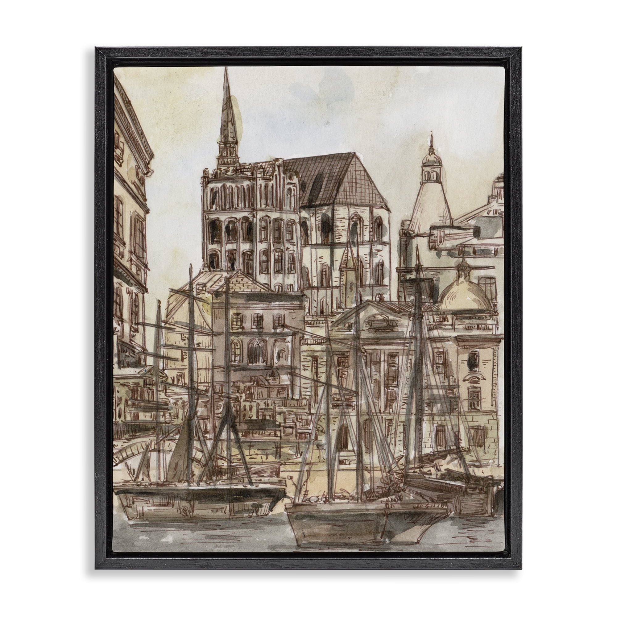 Stupell Industries Harbor of Salted Remnants Black Framed Floater Canvas Wall Art, design by Melissa Wang