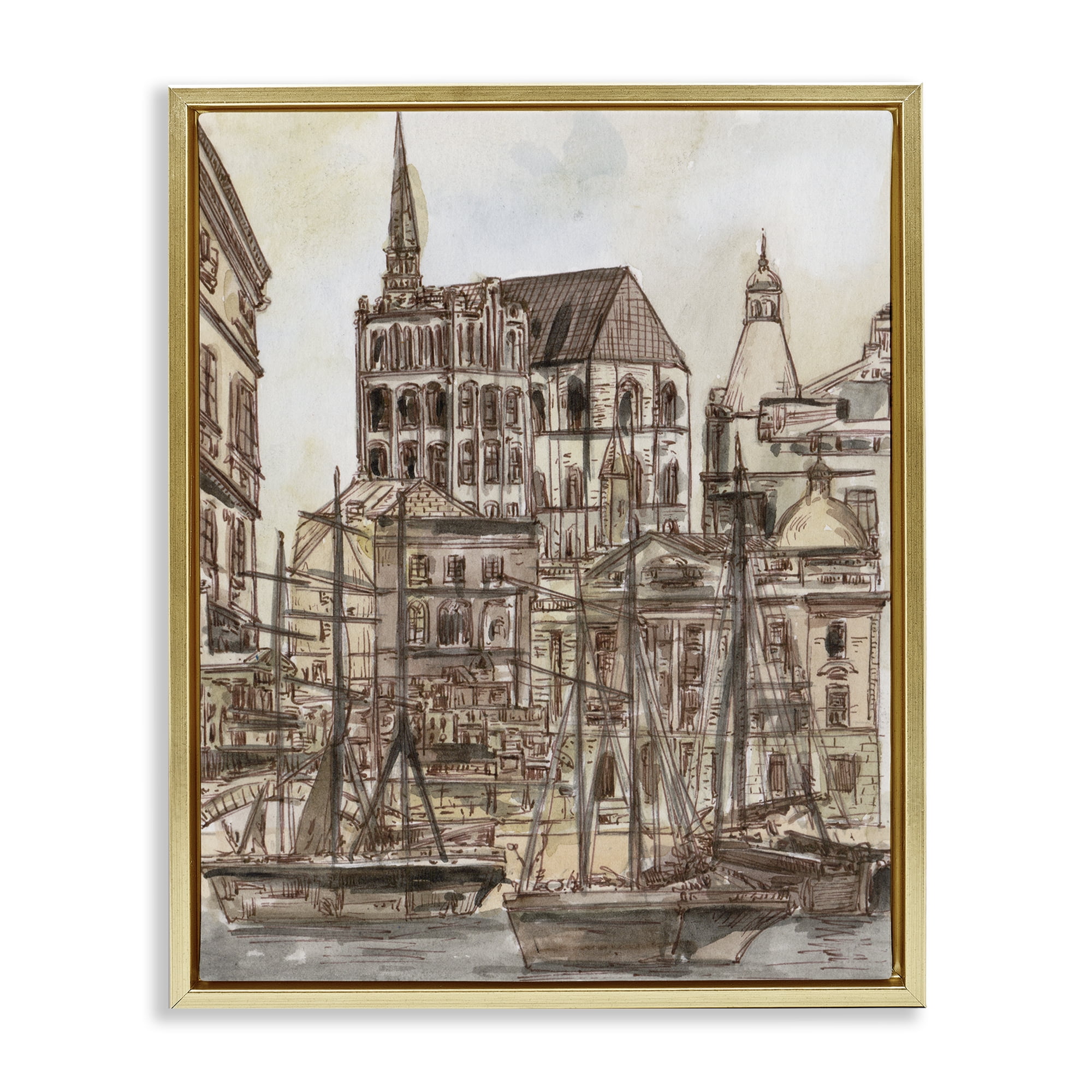 Stupell Industries Harbor of Salted Remnants Gold Framed Floater Canvas Wall Art, design by Melissa Wang
