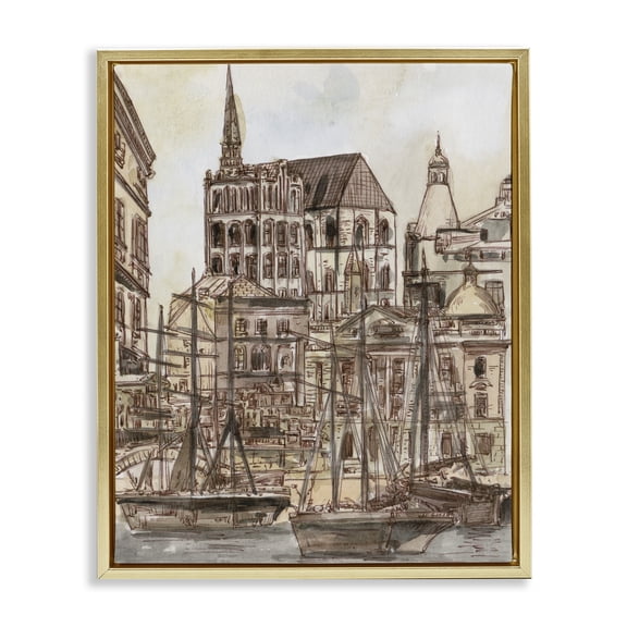 Stupell Industries Harbor of Salted Remnants Gold Framed Floater Canvas Wall Art, design by Melissa Wang