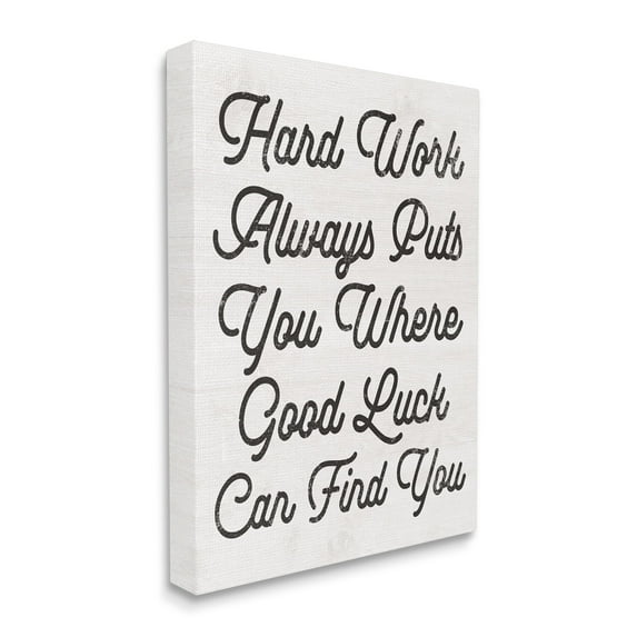 Stupell Industries Hard Work Good Luck Motivational Inspirational Painting Gallery Wrapped Canvas Print Wall Art
