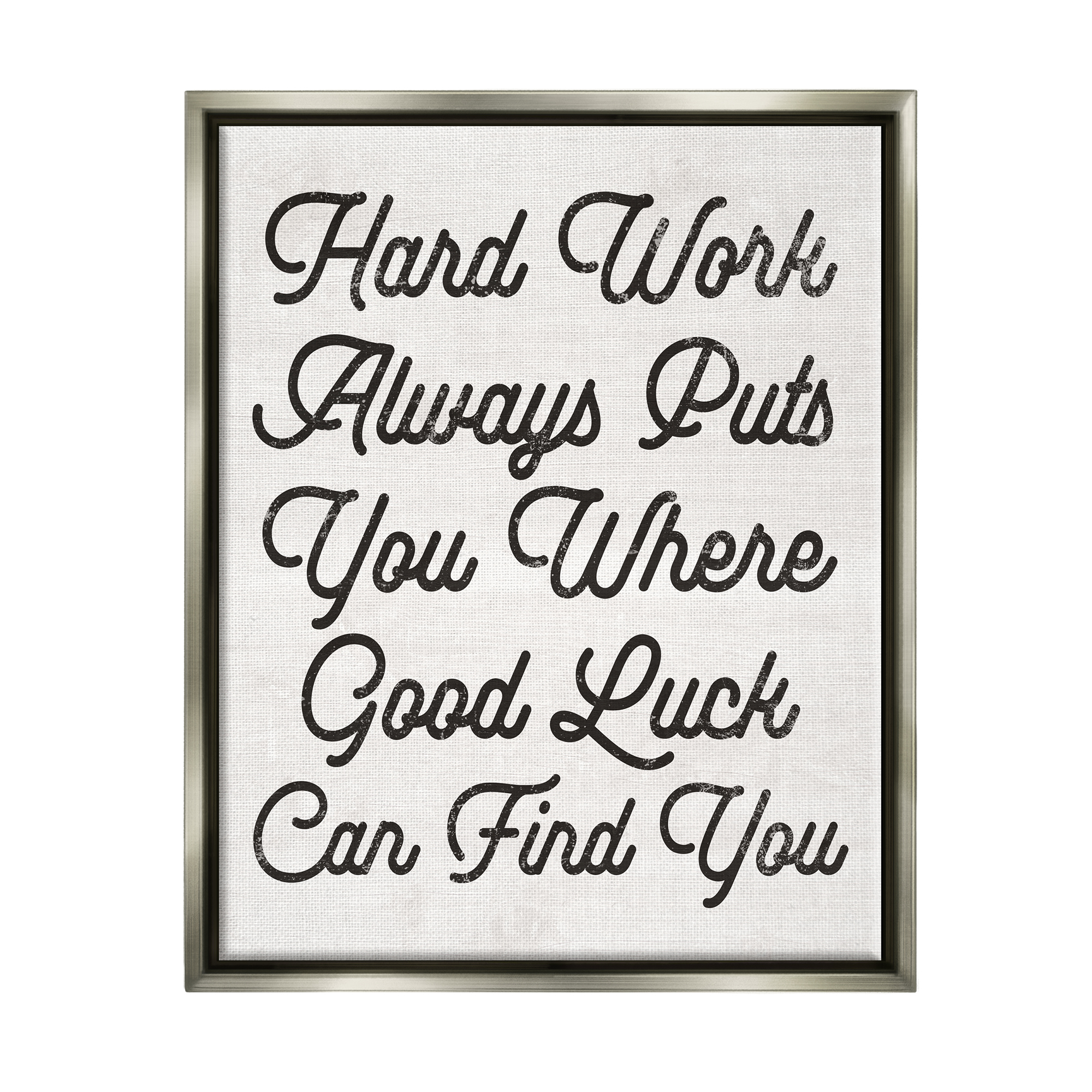 Stupell Industries Hard Work Good Luck Motivational Inspirational Painting Gray Floater Framed Art Print Wall Art