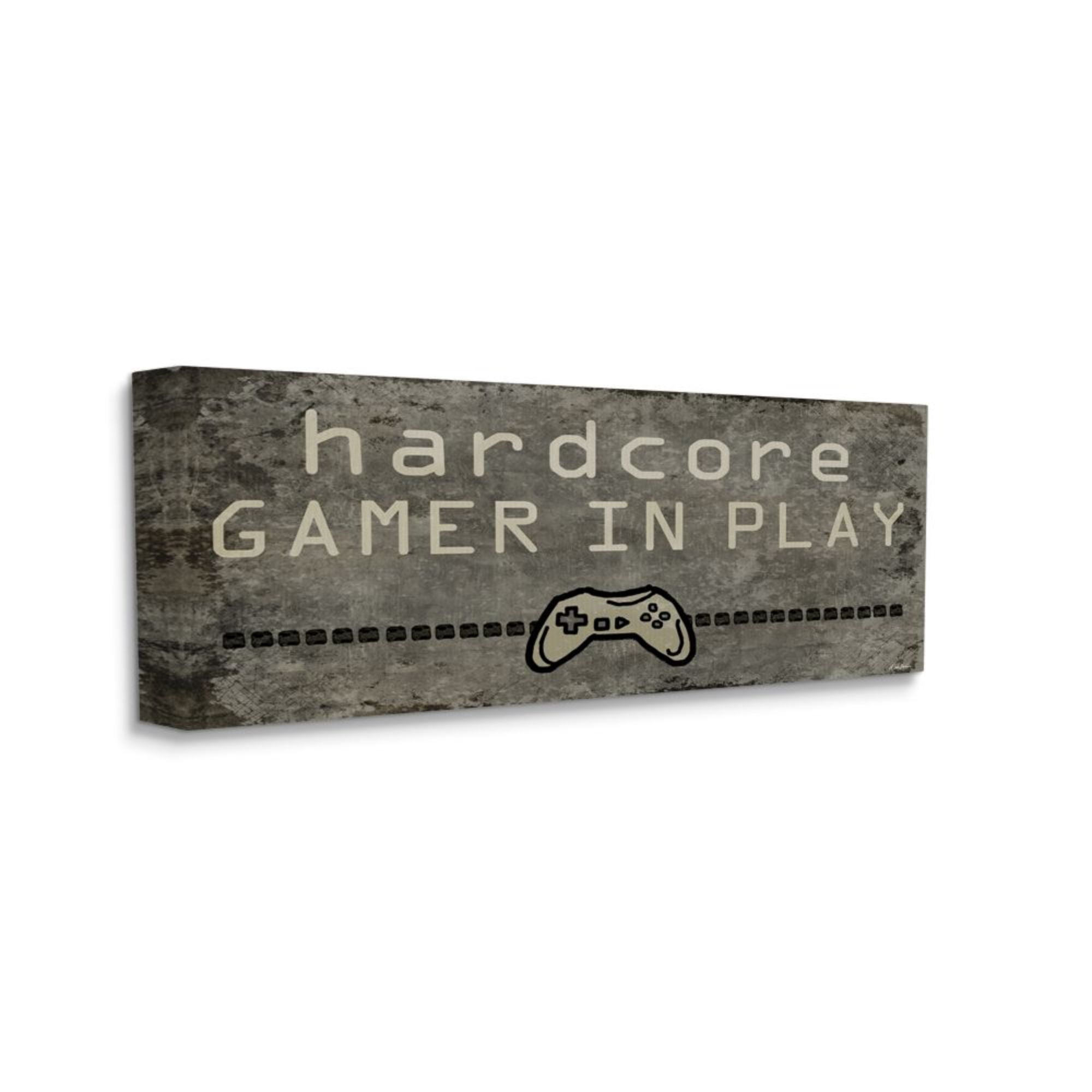 Stupell Industries Hardcore Gamer In Play Phrase Brown Controller Design by Denise Sullivan, 20" x 48"