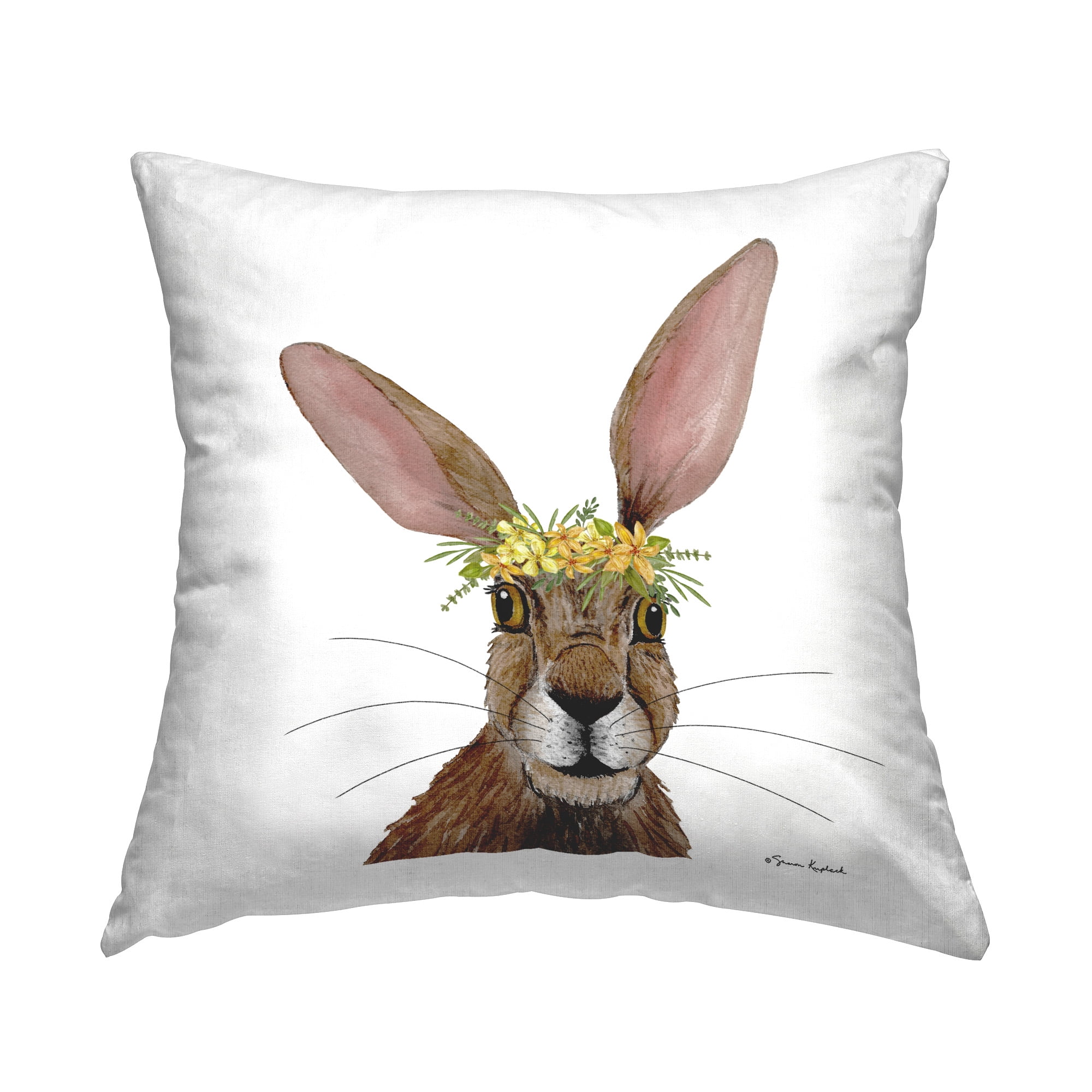 Stupell Industries Hare with Flower Crown Decorative Printed Throw Pillow Design by Sharon Kuplack