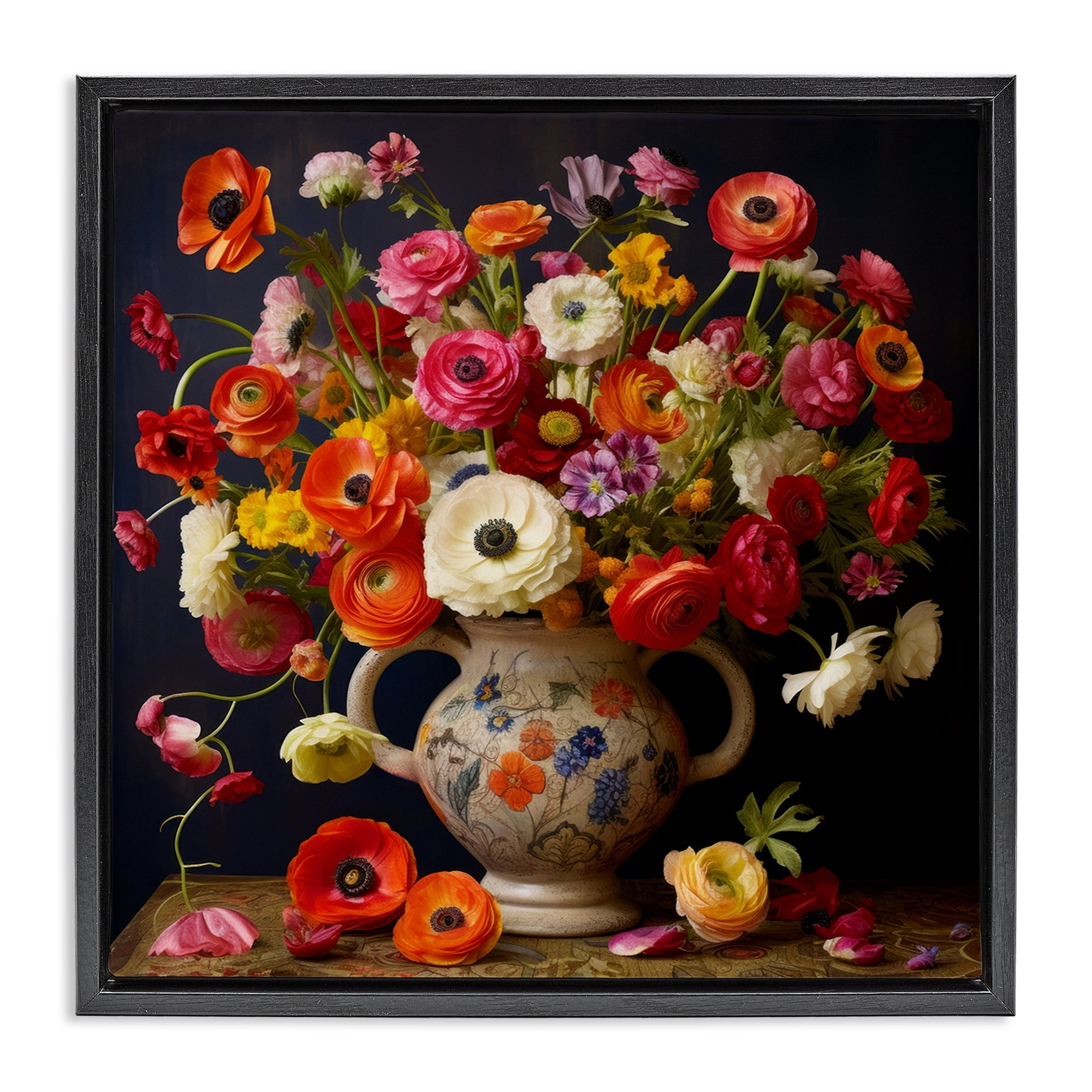 Stupell Industries Harmonious Bouquet Composition Black Framed Floater Canvas Wall Art, design by Lazar Studio