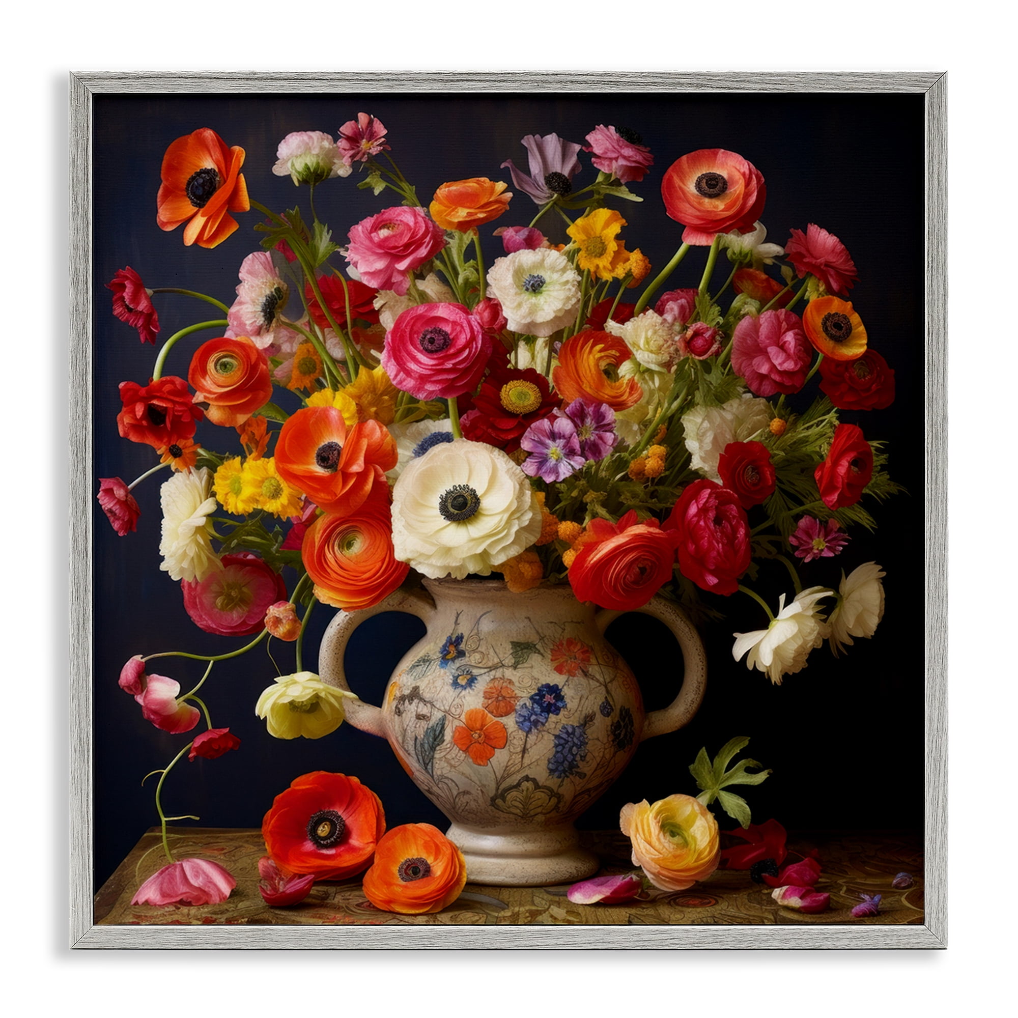 Stupell Industries Harmonious Bouquet Composition Gray Framed Giclee Art, design by Lazar Studio