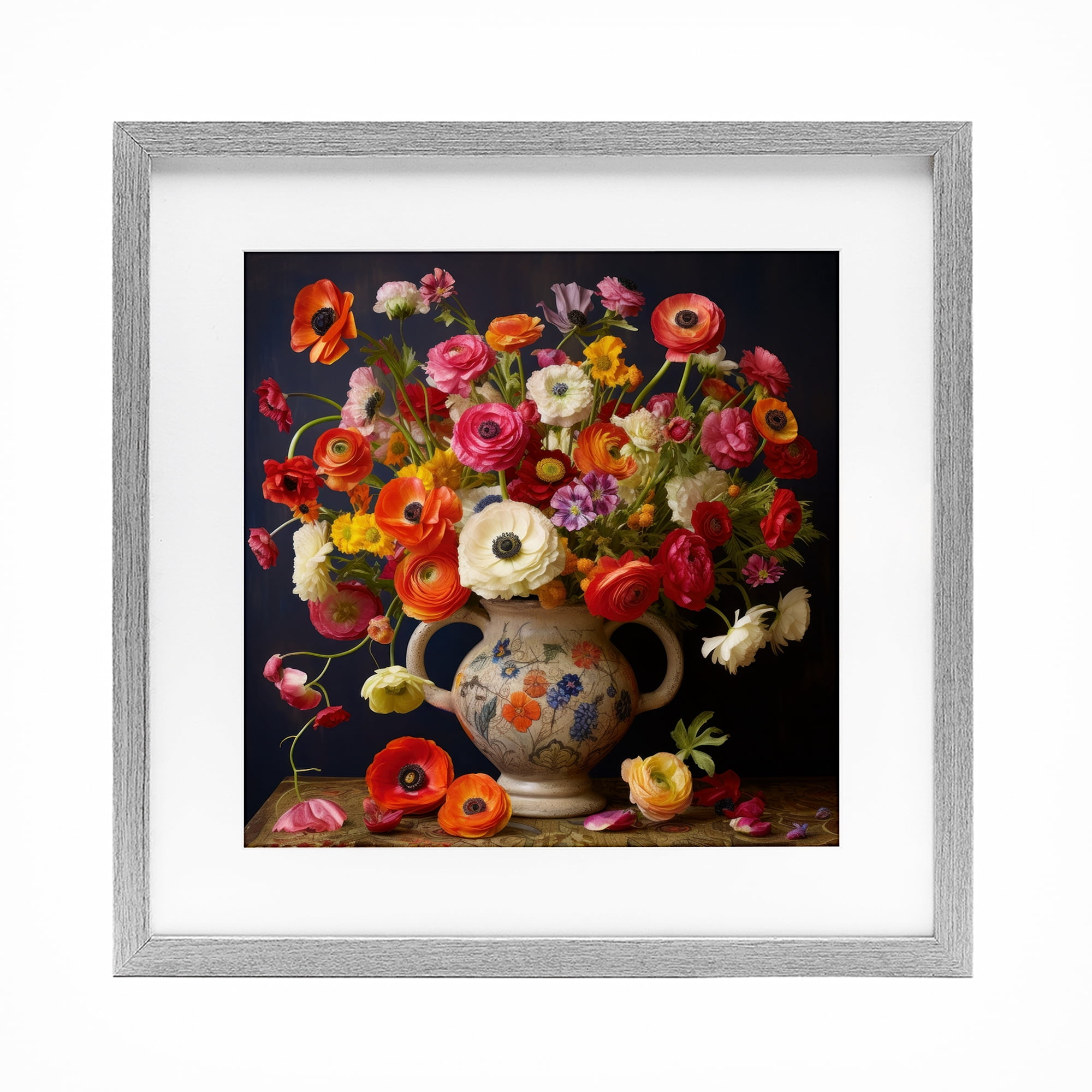 Stupell Industries Harmonious Bouquet Composition Gray Framed Print Under Glass, design by Lazar Studio