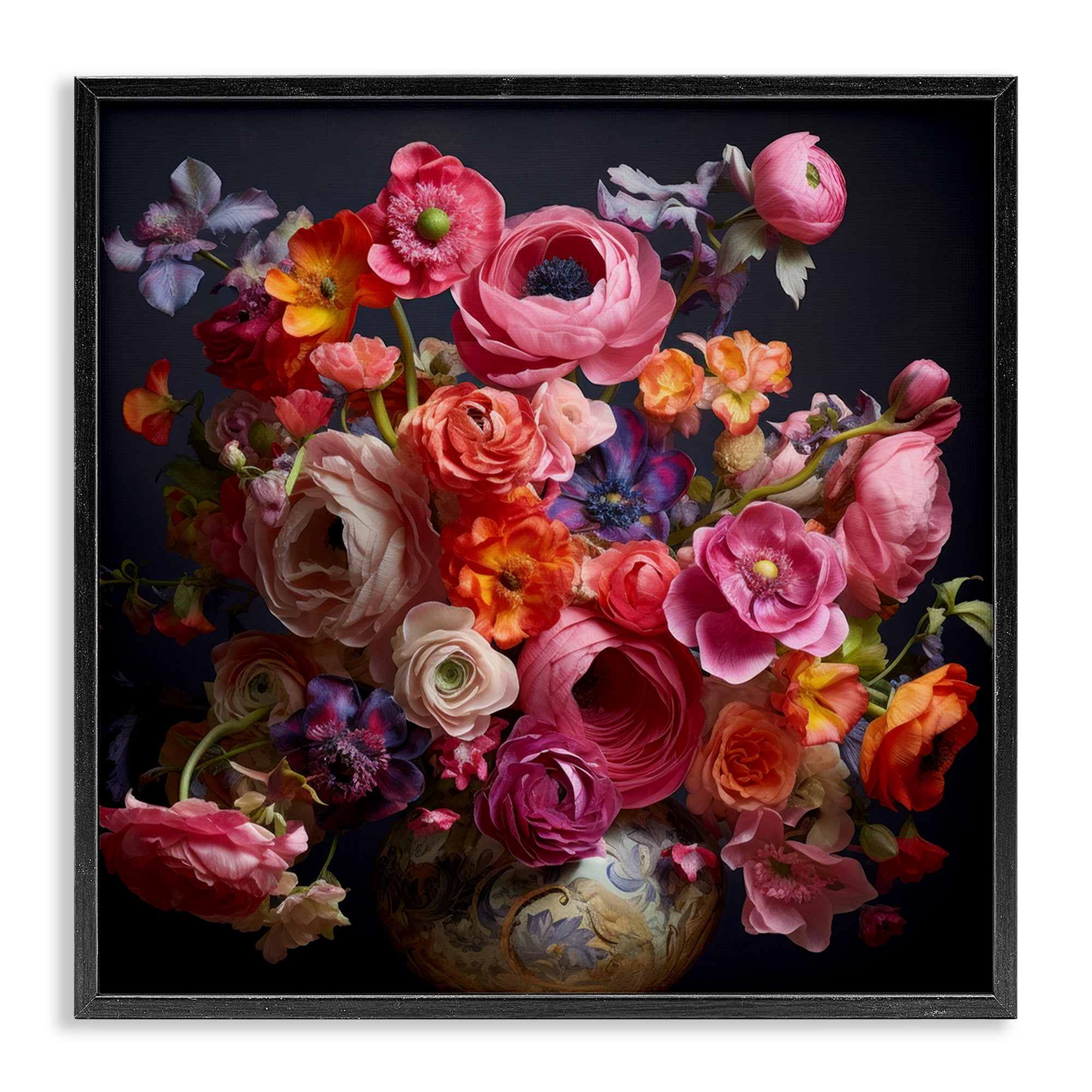 Stupell Industries Harmonious Composition of Florals Black Framed Giclee Art, design by Lazar Studio