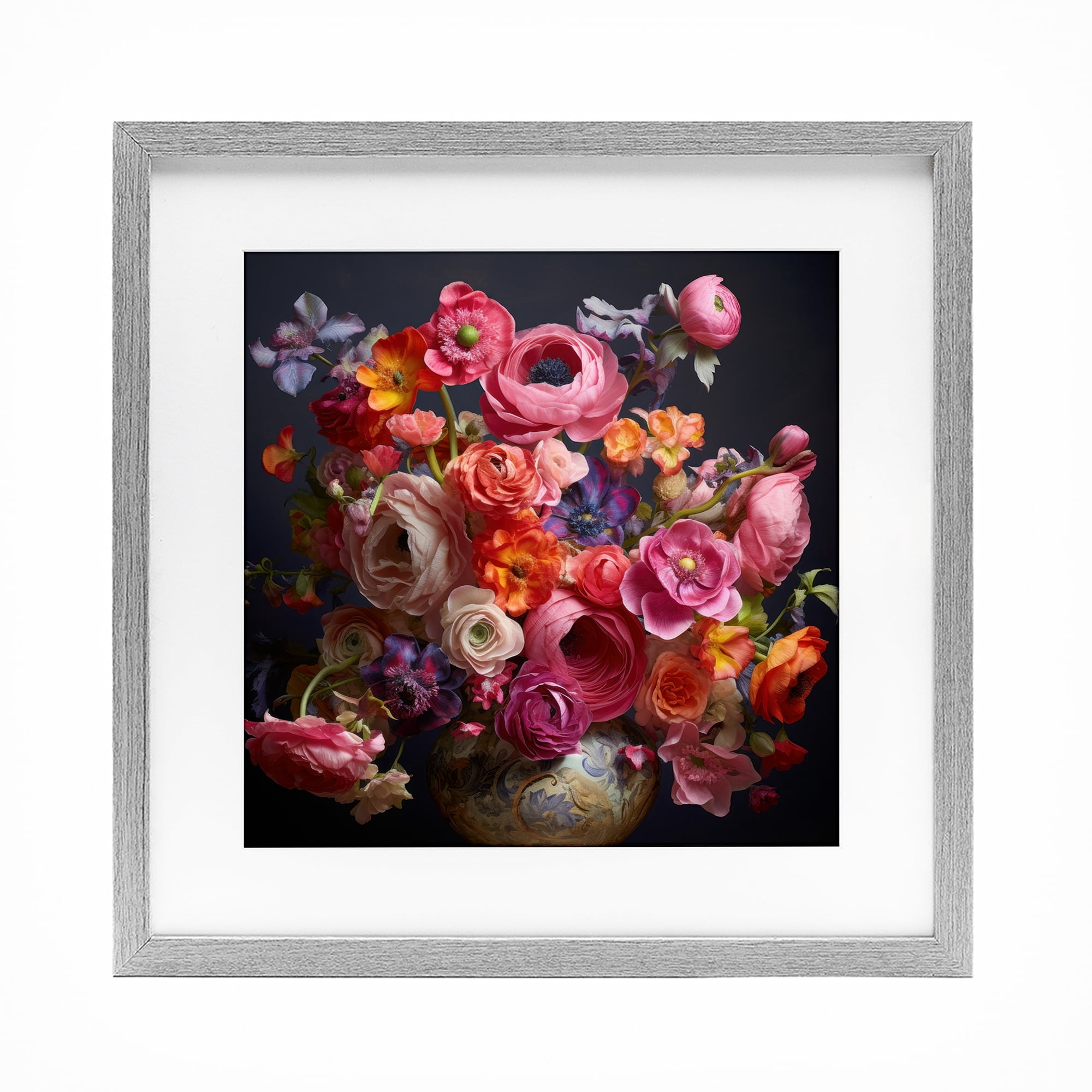 Stupell Industries Harmonious Composition of Florals Gray Framed Print Under Glass, design by Lazar Studio
