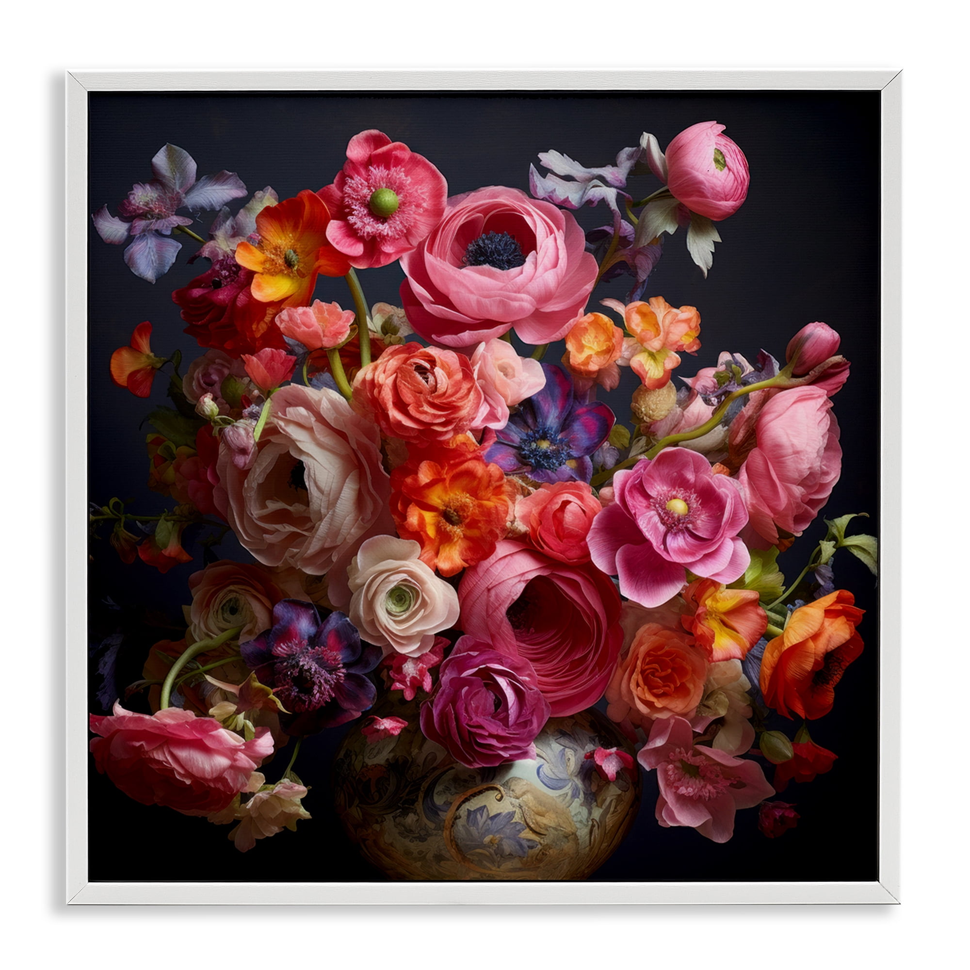 Stupell Industries Harmonious Composition of Florals White Framed Giclee Art, design by Lazar Studio