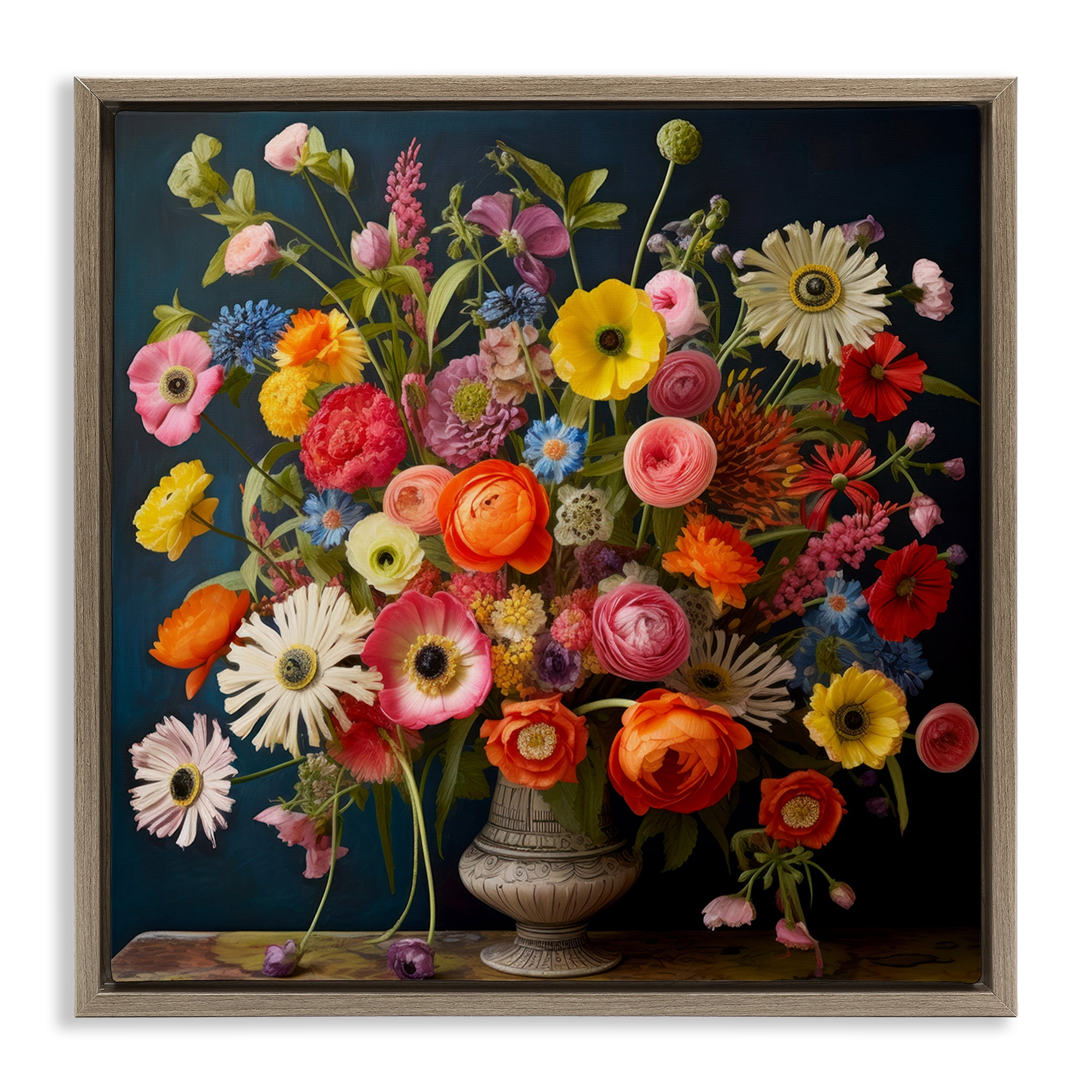 Stupell Industries Harmonious Garden Bouquet Brown Framed Floater Canvas Wall Art, design by Lazar Studio