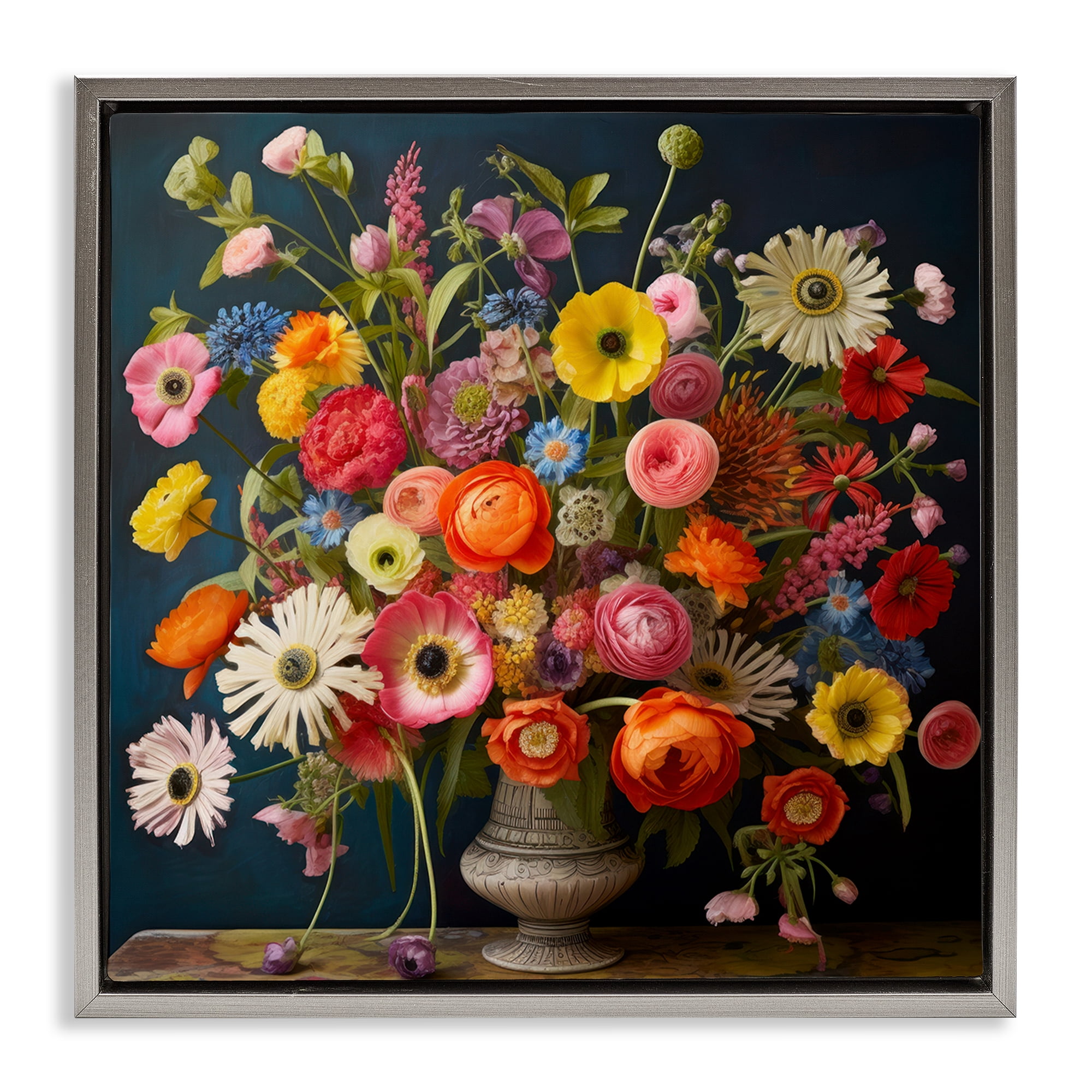 Stupell Industries Harmonious Garden Bouquet Gray Framed Floater Canvas Wall Art, design by Lazar Studio