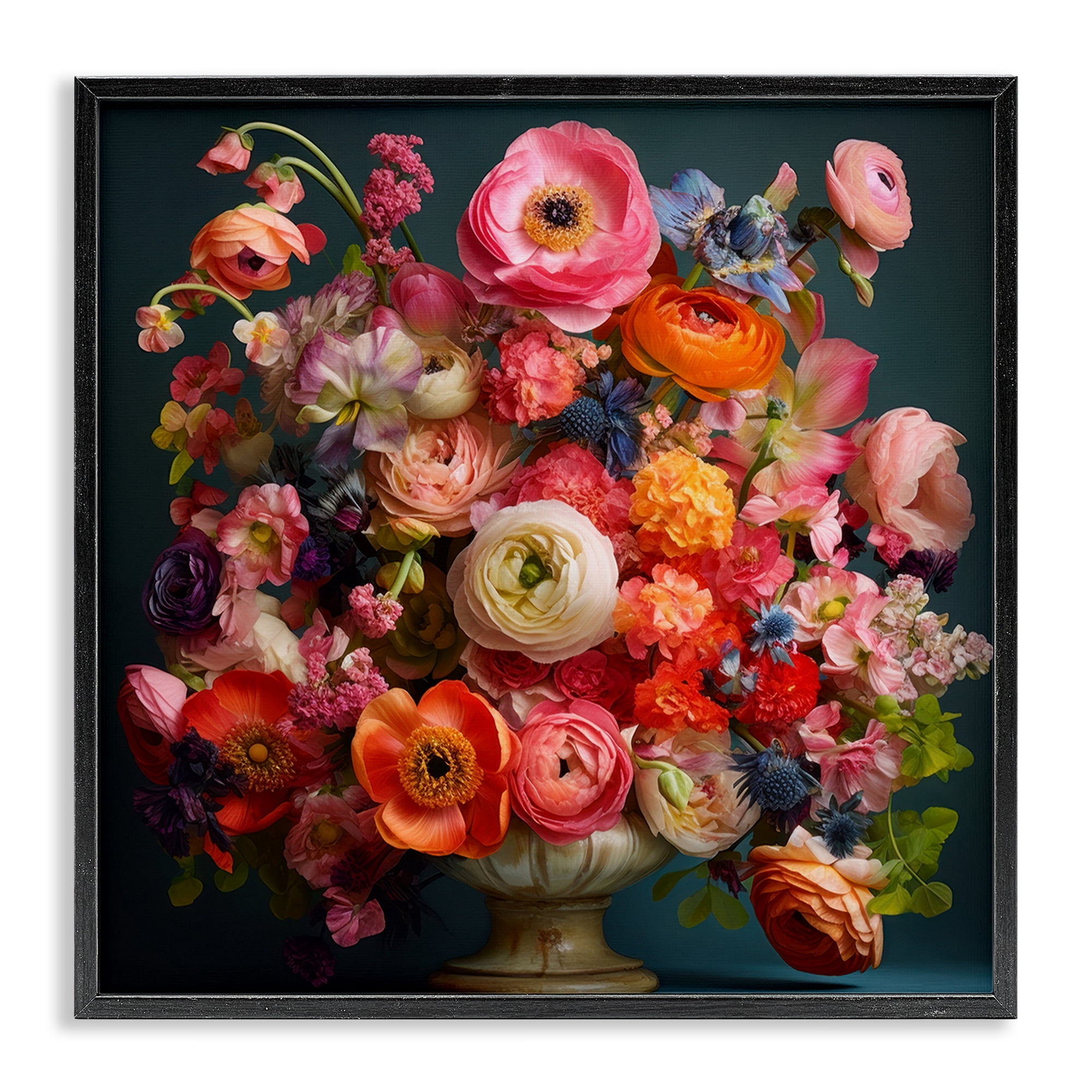 Stupell Industries Harmonious Mixed Peonies Black Framed Giclee Art, design by Lazar Studio