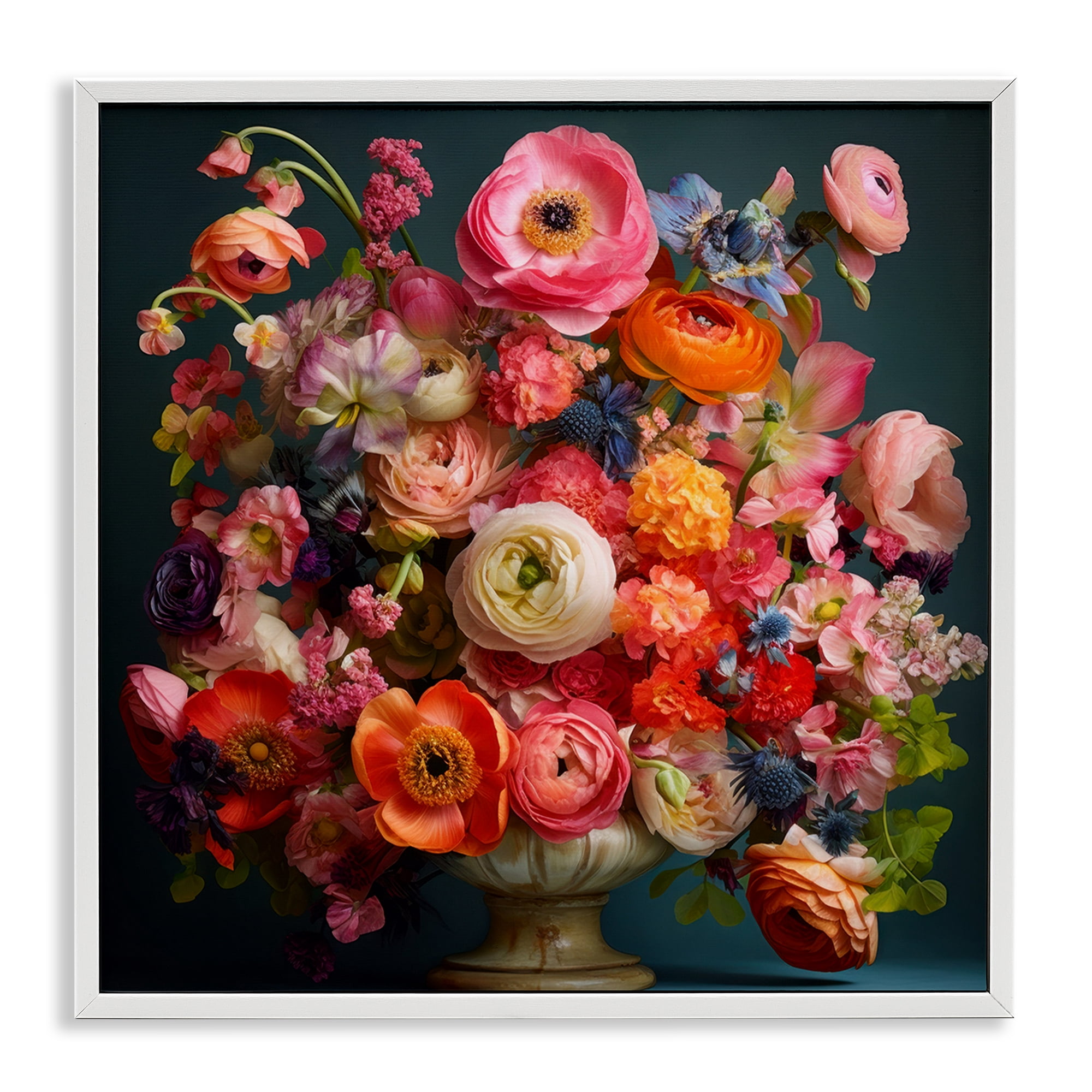 Stupell Industries Harmonious Mixed Peonies White Framed Giclee Art, design by Lazar Studio