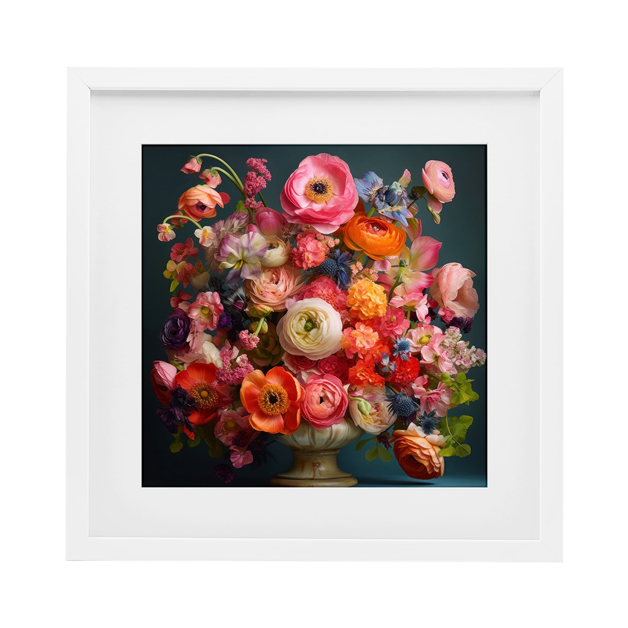 Stupell Industries Harmonious Mixed Peonies White Framed Print Under Glass, design by Lazar Studio