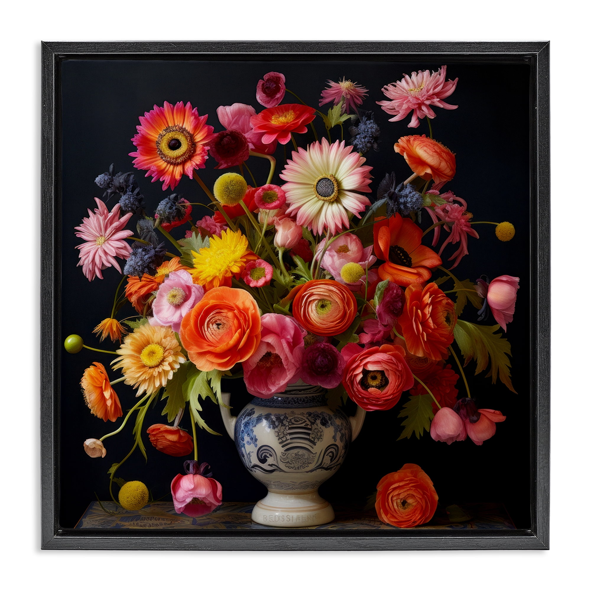 Stupell Industries Harmonious Spring Bouquet Black Framed Floater Canvas Wall Art, design by Lazar Studio