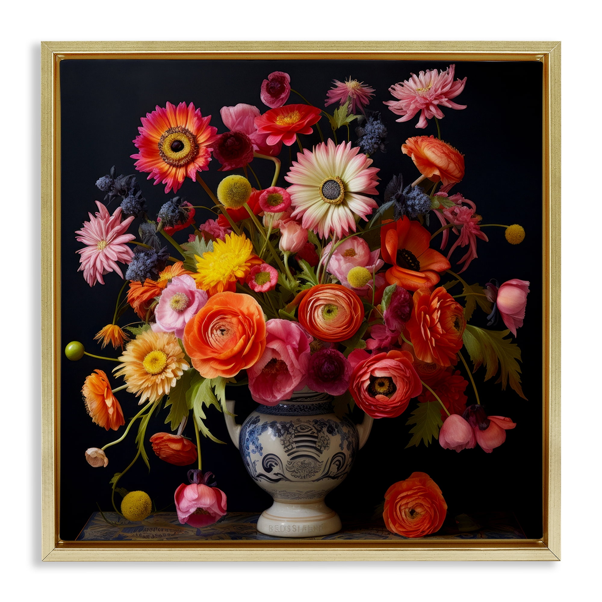 Stupell Industries Harmonious Spring Bouquet Gold Framed Floater Canvas Wall Art, design by Lazar Studio