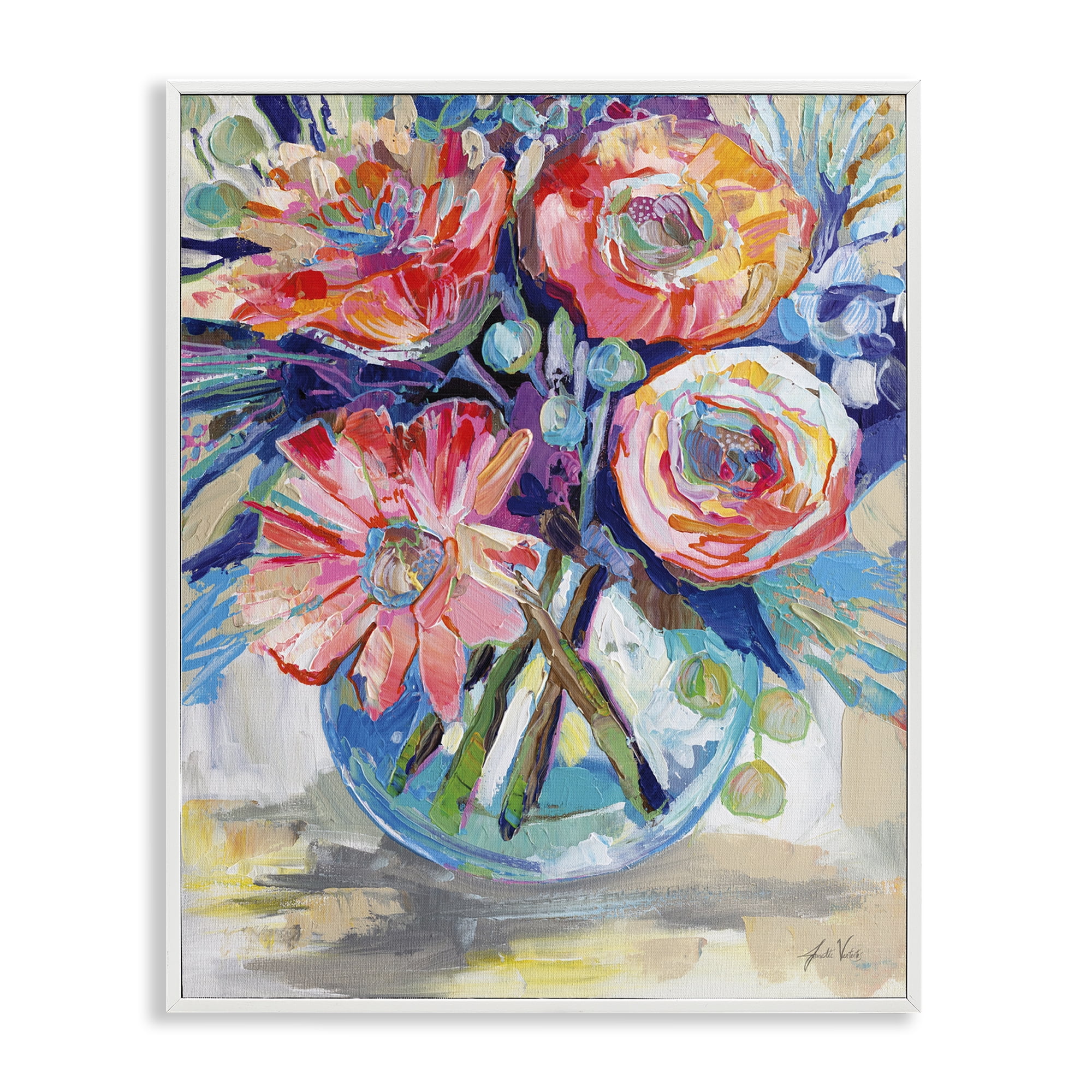 Stupell Industries Harpers Bouquet Flowers Plants & Flowers Painting White Framed Art Print Wall Art, 24 x 30