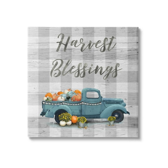 Stupell Industries Harvest Blessings Fall Pumpkin Truck Graphic Art Gallery Wrapped Canvas Print Wall Art, Design by Nan