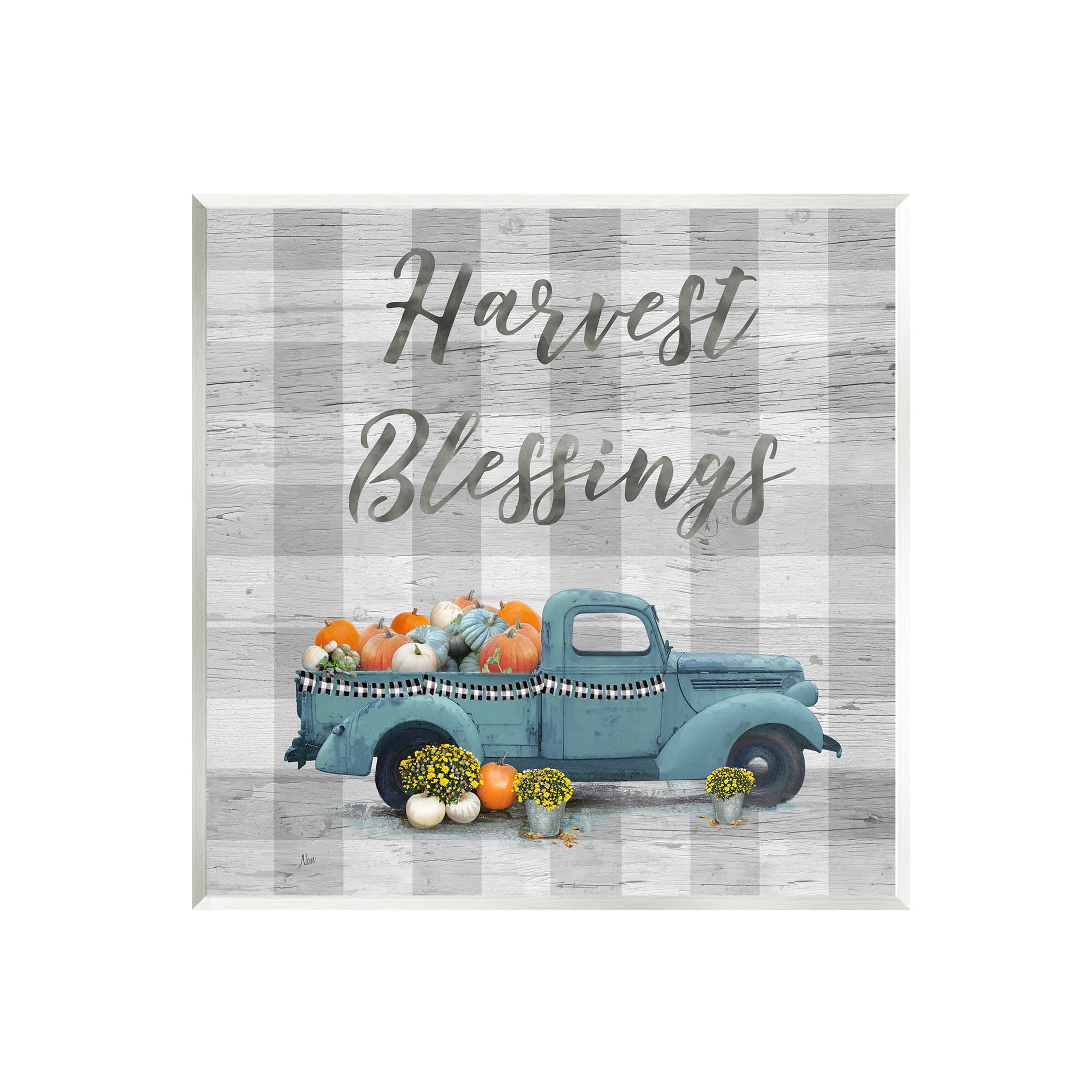 Stupell Industries Harvest Blessings Fall Pumpkin Truck Graphic Art Unframed Art Print Wall Art, Design by Nan