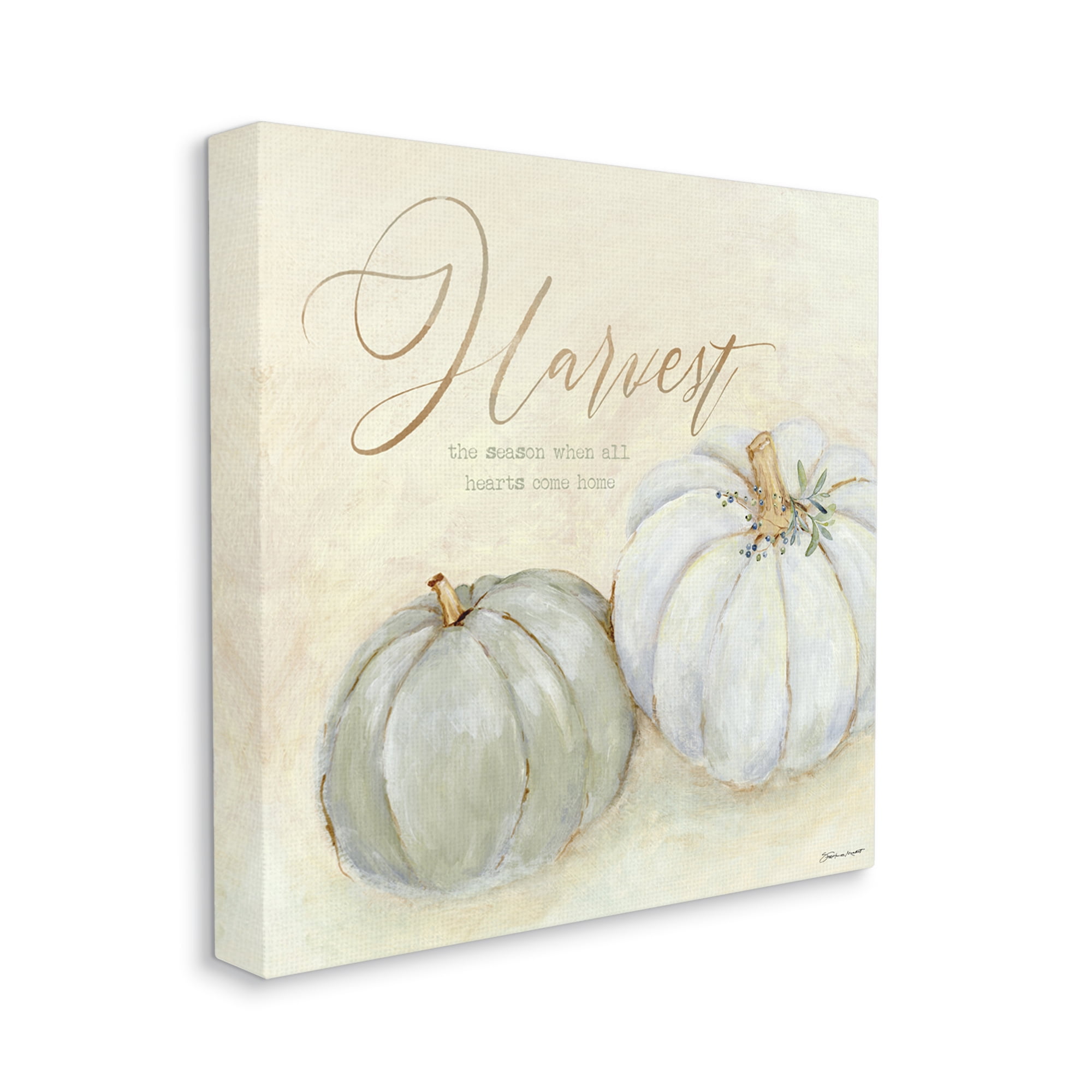Stupell Industries Harvest Grey Pumpkins Autumn Fall Seasonal Word Design Canvas Wall Art by Stephanie Workman Marrott