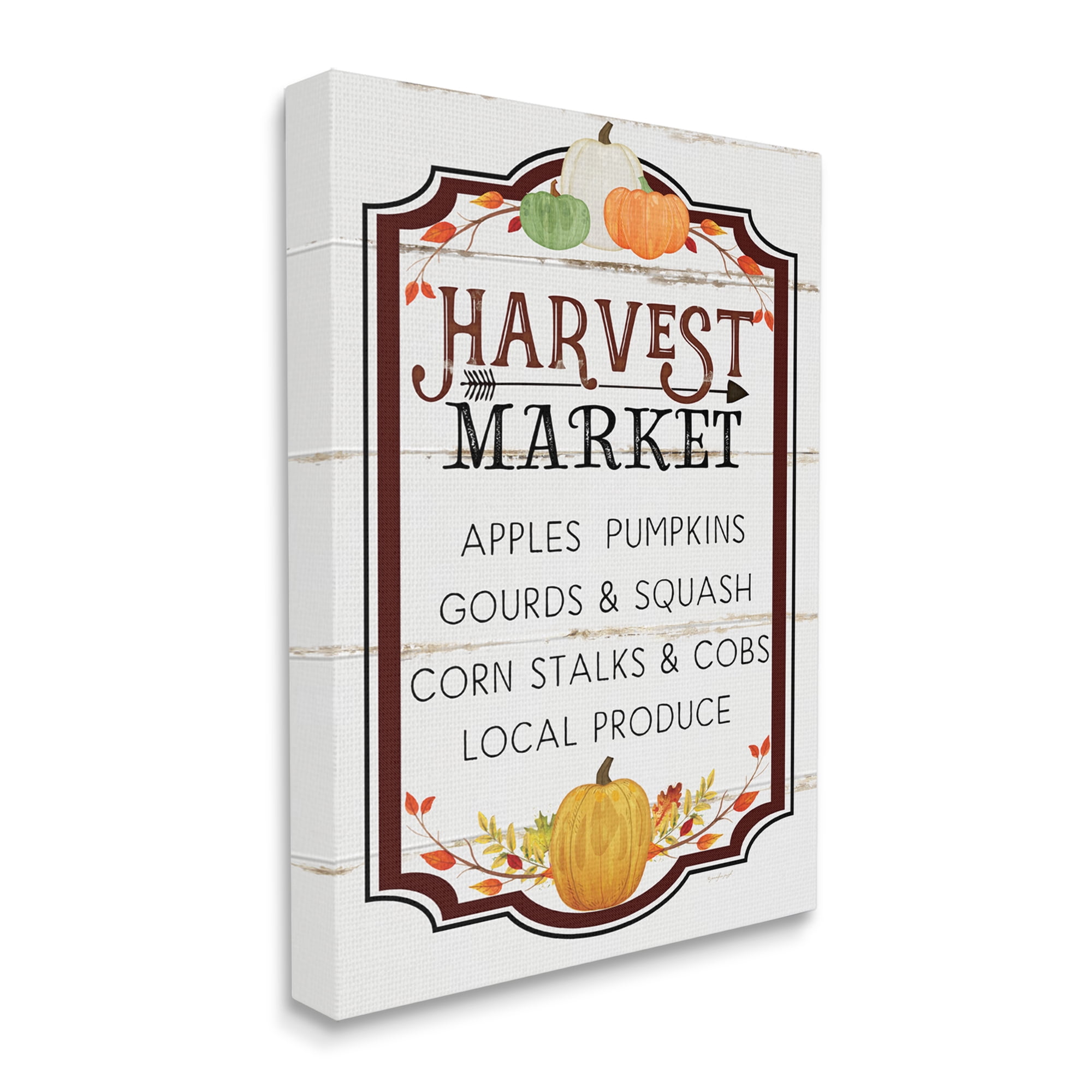 Stupell Industries Harvest Market Sign Autumn Seasonal Farm Foods, 24 x 30, Designed by Jennifer Pugh