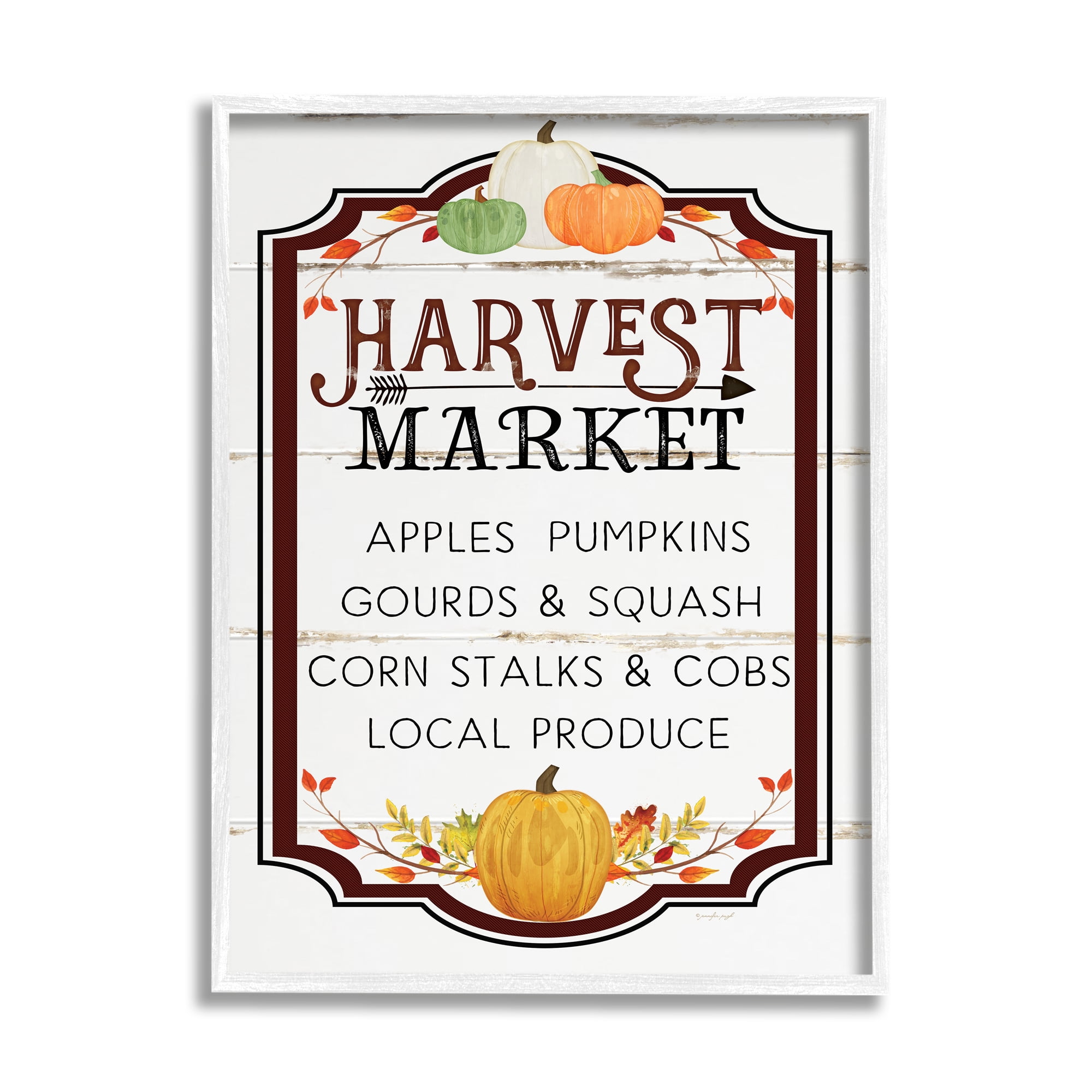 Harvest Market Autumn Farm Foods White Wood Framed Art