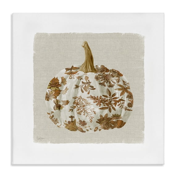 Stupell Industries Shabby Chic Harvest Pumpkin with Floral Pattern Canvas Art, 24 x 24, by Livi Finn