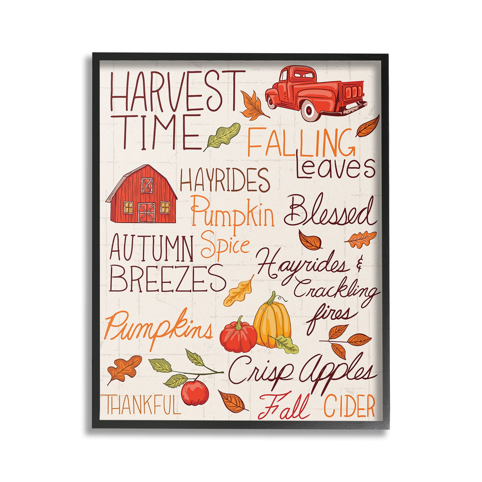 Stupell Industries Harvest Time Phrases Holiday Painting Black Framed Art Print Wall Art, 24 x 30