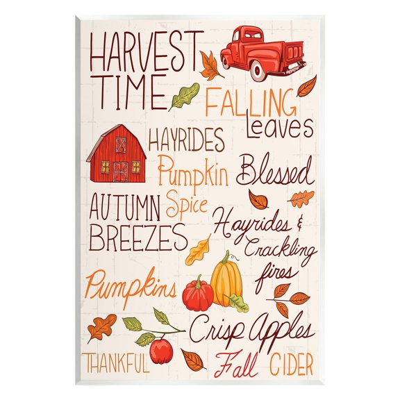 Stupell Industries Harvest Time Phrases Holiday Painting Unframed Art Print Wall Art, 13 x 19