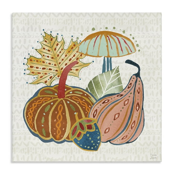 Stupell Industries Harvest Whimsy Gourds Holiday Painting Gallery Wrapped Canvas Art Prints Wall Art, 17 x 17
