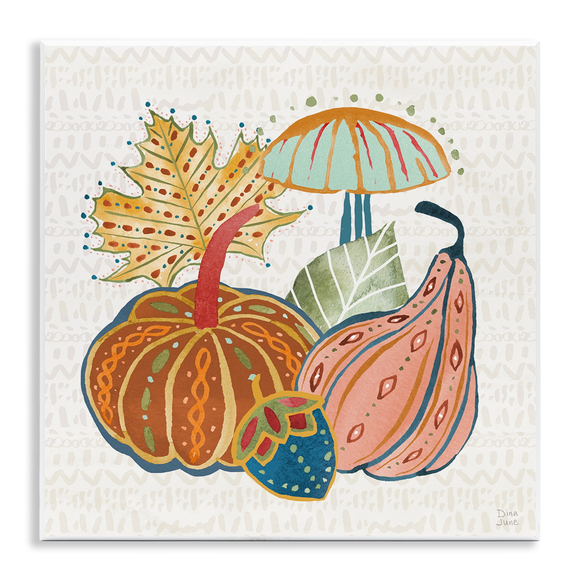 Stupell Industries Harvest Whimsy Gourds Holiday Painting Unframed Art Prints Wall Art, 12 x 12