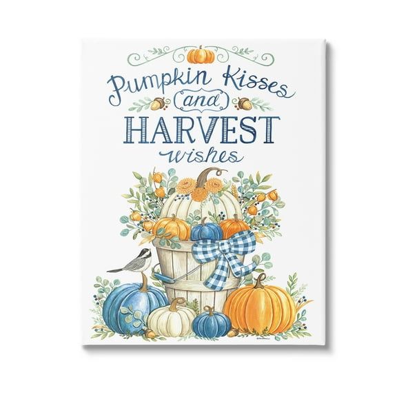 Stupell Industries Harvest Wishes Pumpkins Holiday Painting Gallery Wrapped Canvas Art Print Wall Art, 16 x 20