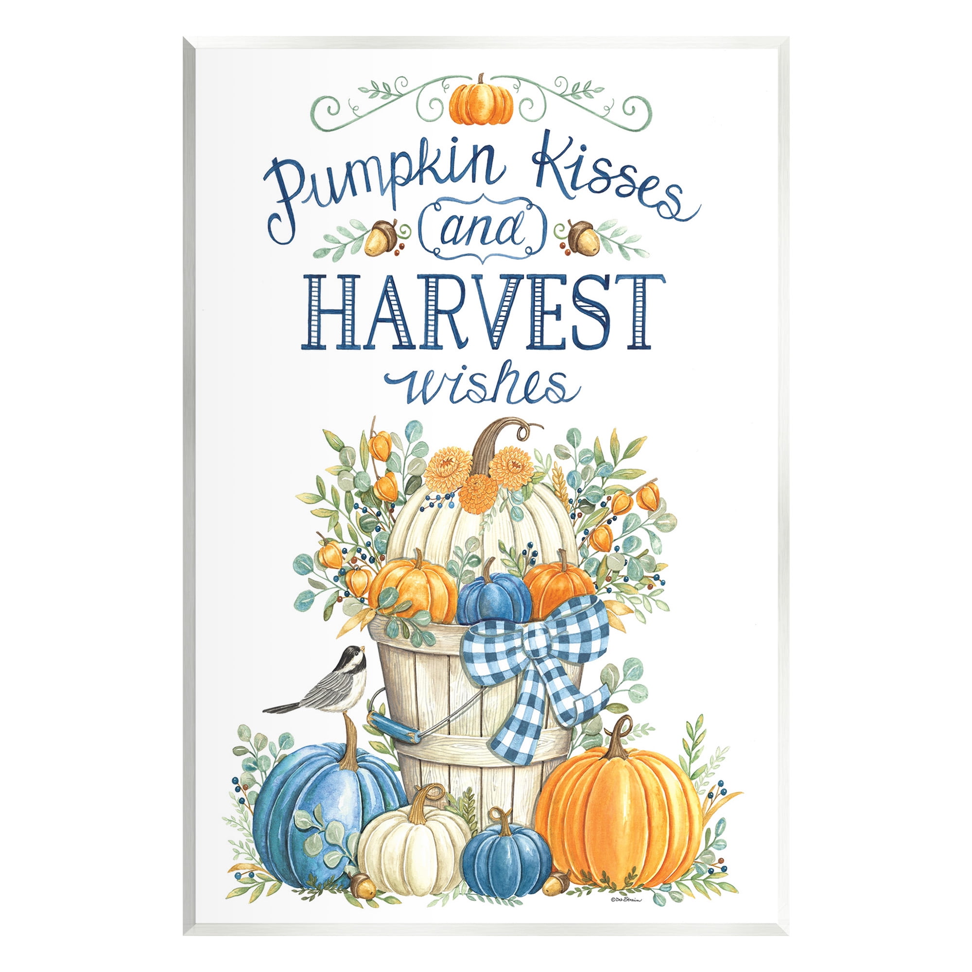 Stupell Industries Harvest Wishes Pumpkins Holiday Painting Unframed Art Print Wall Art, 13 x 19