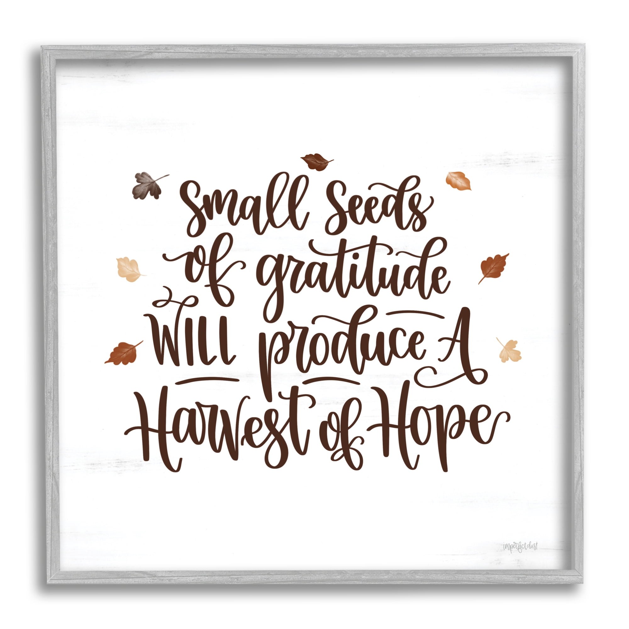 Stupell Industries Harvest of Hope Phrase Inspirational Painting Gray Framed Art Print Wall Art, 17 x 17