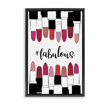 Stupell Industries Hashtag Fabulous Lipstick Beauty & Fashion Painting Black Floater Framed Art Print Wall Art, 17 x 25