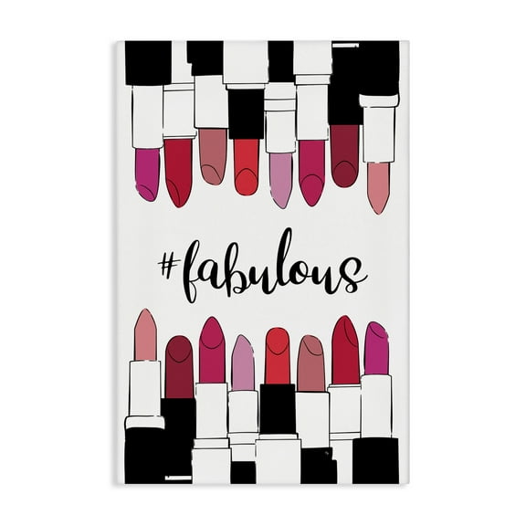 Stupell Industries Hashtag Fabulous Lipstick Beauty & Fashion Painting Gallery Wrapped Canvas Art Print Wall Art, 16 x 24