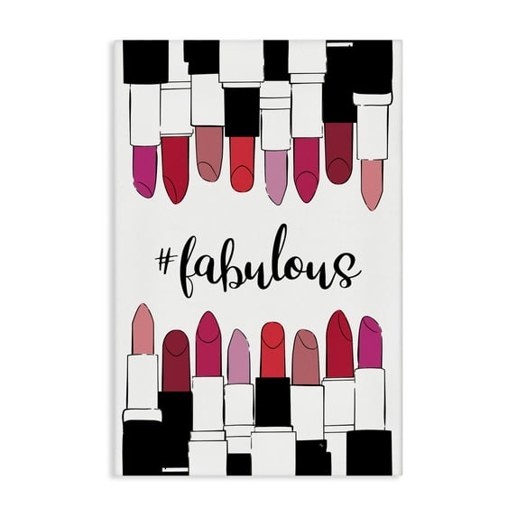 Stupell Industries Hashtag Fabulous Lipstick Beauty & Fashion Painting Gallery Wrapped Canvas Art Print Wall Art, 16 x 24