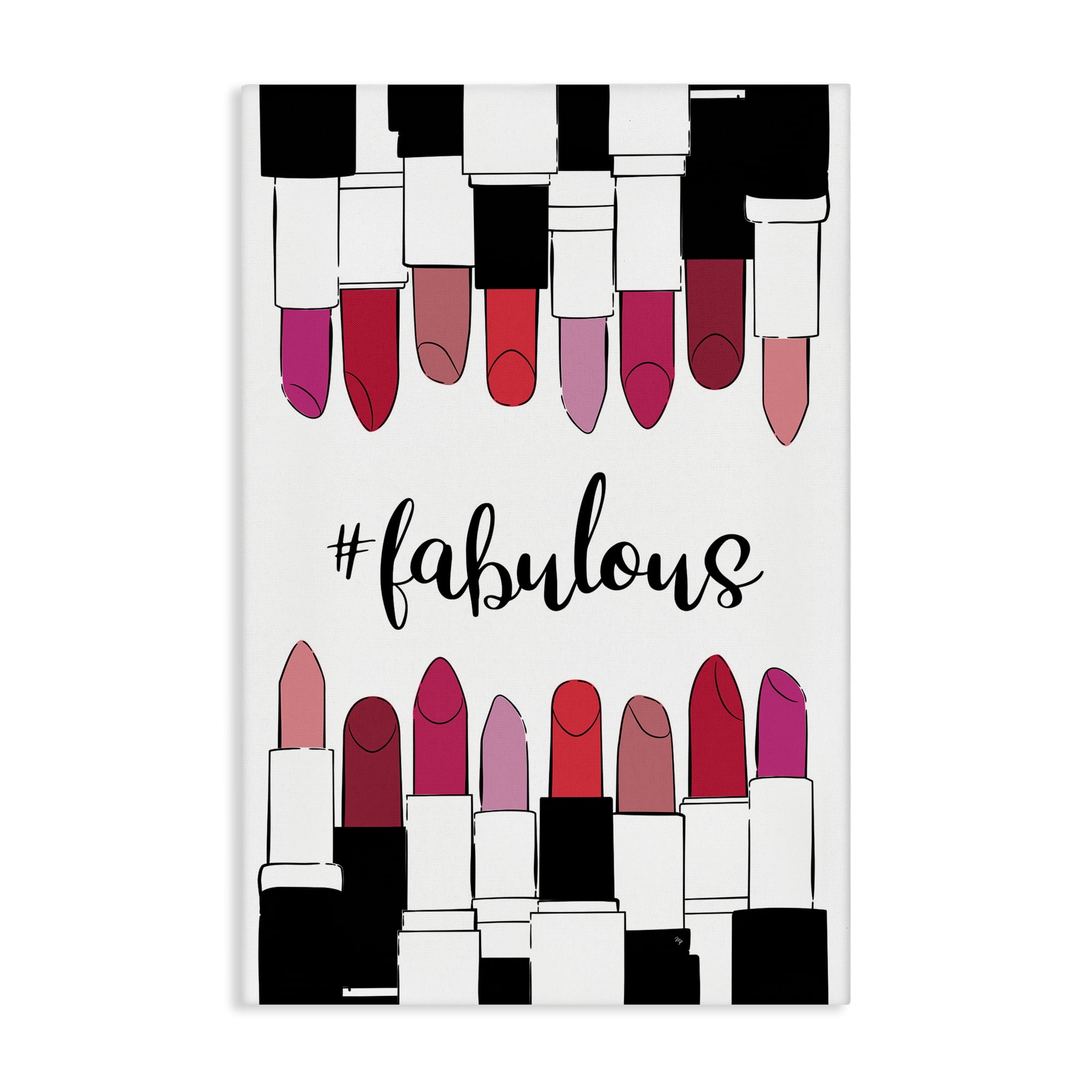 Stupell Industries Hashtag Fabulous Lipstick Beauty & Fashion Painting Gallery Wrapped Canvas Art Print Wall Art, 30 x 45