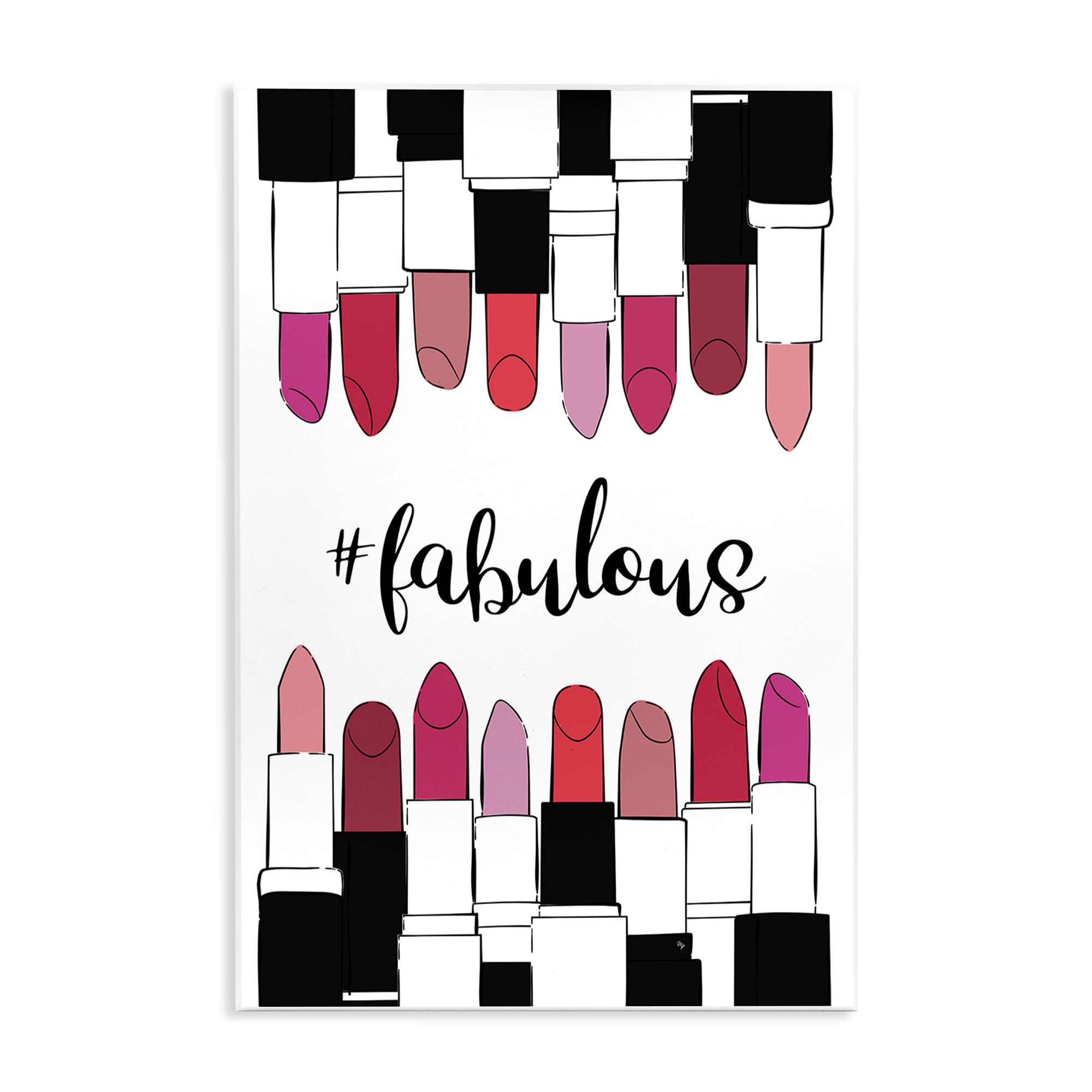 Stupell Industries Hashtag Fabulous Lipstick Beauty & Fashion Painting Unframed Art Print Wall Art, 10 x 15