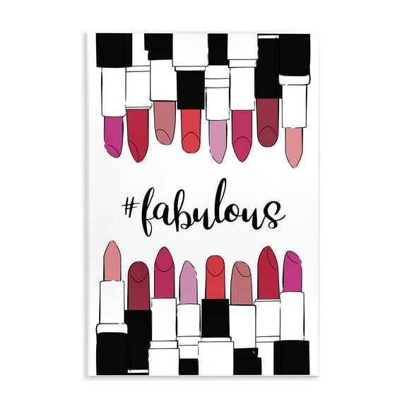 Stupell Industries Hashtag Fabulous Lipstick Beauty & Fashion Painting Unframed Art Print Wall Art, 10 x 15