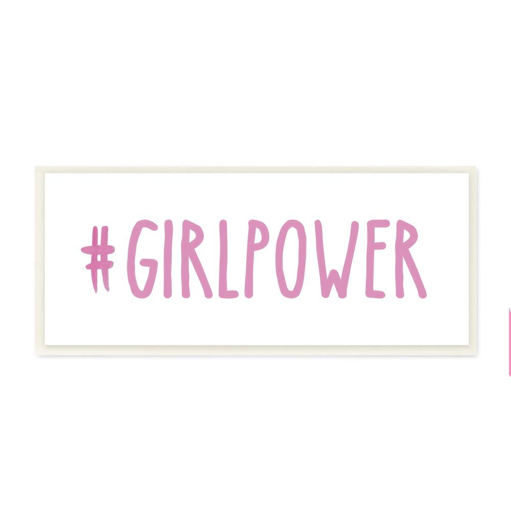Stupell Industries Hashtag Girl Power Fashion Modern Pink Word Design Wall Plaque Art by SD Graphics Studio