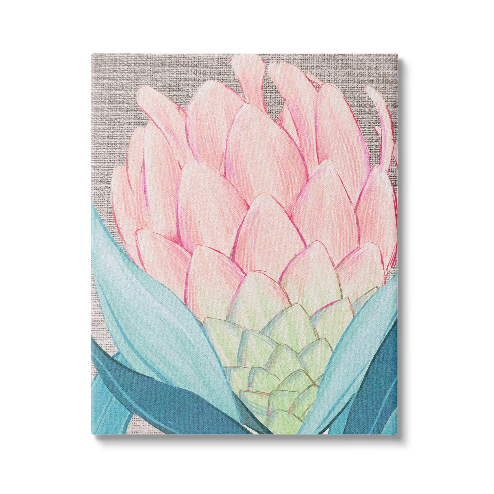 Stupell Industries Hatched Pattern Dahlia Bud Pink Spring Blooms Canvas Wall Art, 30 x 40, Design by Ziwei Li