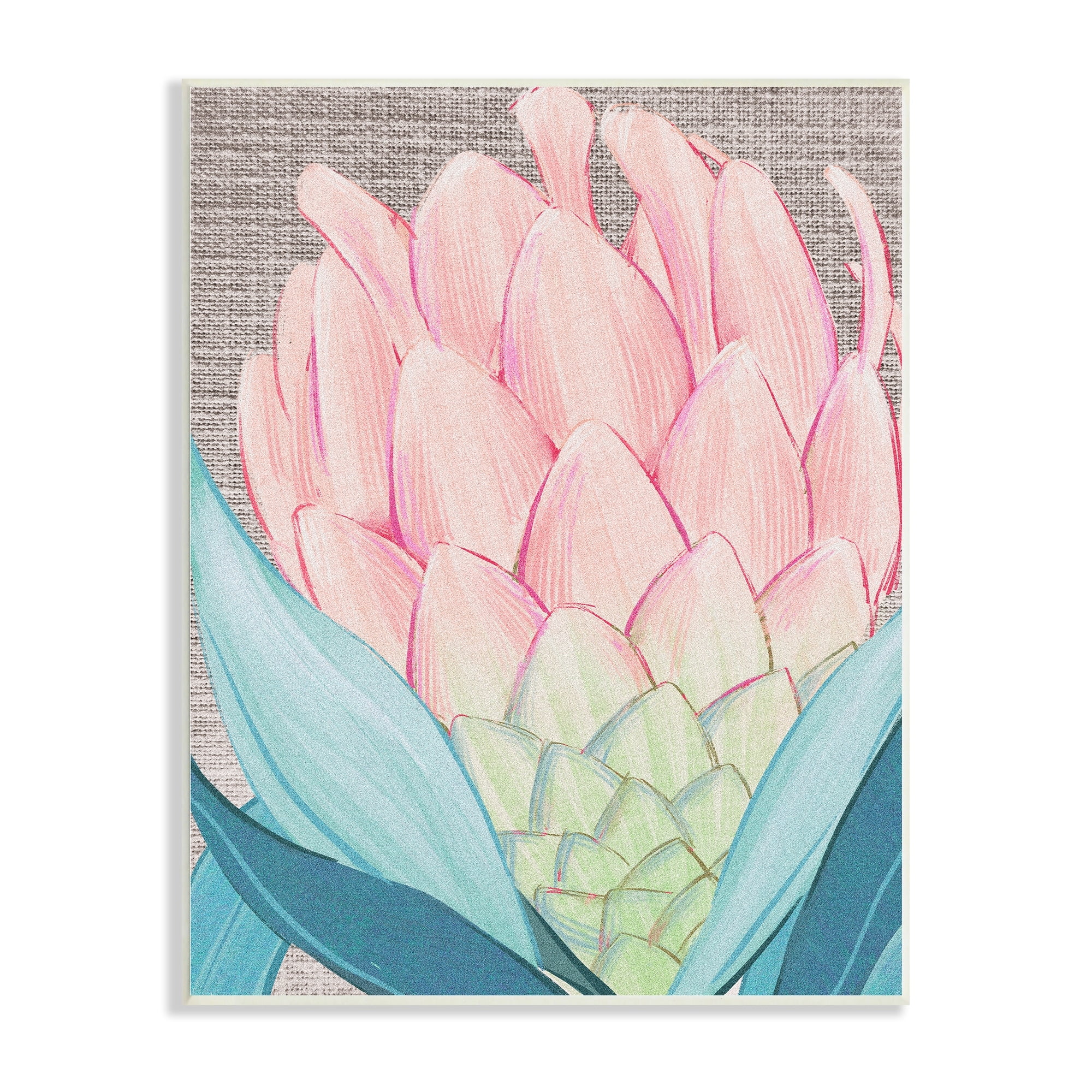 Stupell Industries Hatched Pattern Dahlia Bud Pink Spring Blooms Wood Wall Art, 10 x 15, Design by Ziwei Li