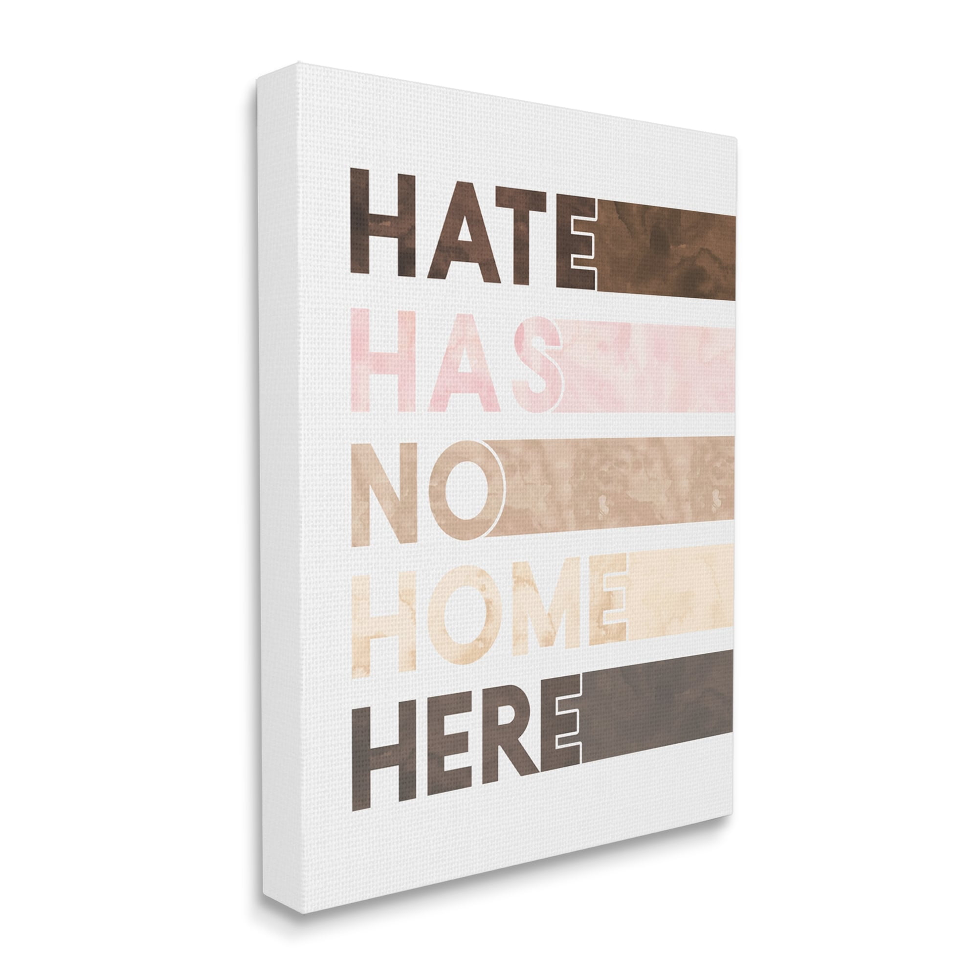 Stupell Industries Hate Has No Home Phrase Motivational Inclusivity Quote Typography Painting Gallery Wrapped Canvas Art Print Wall Art, 16 x 20