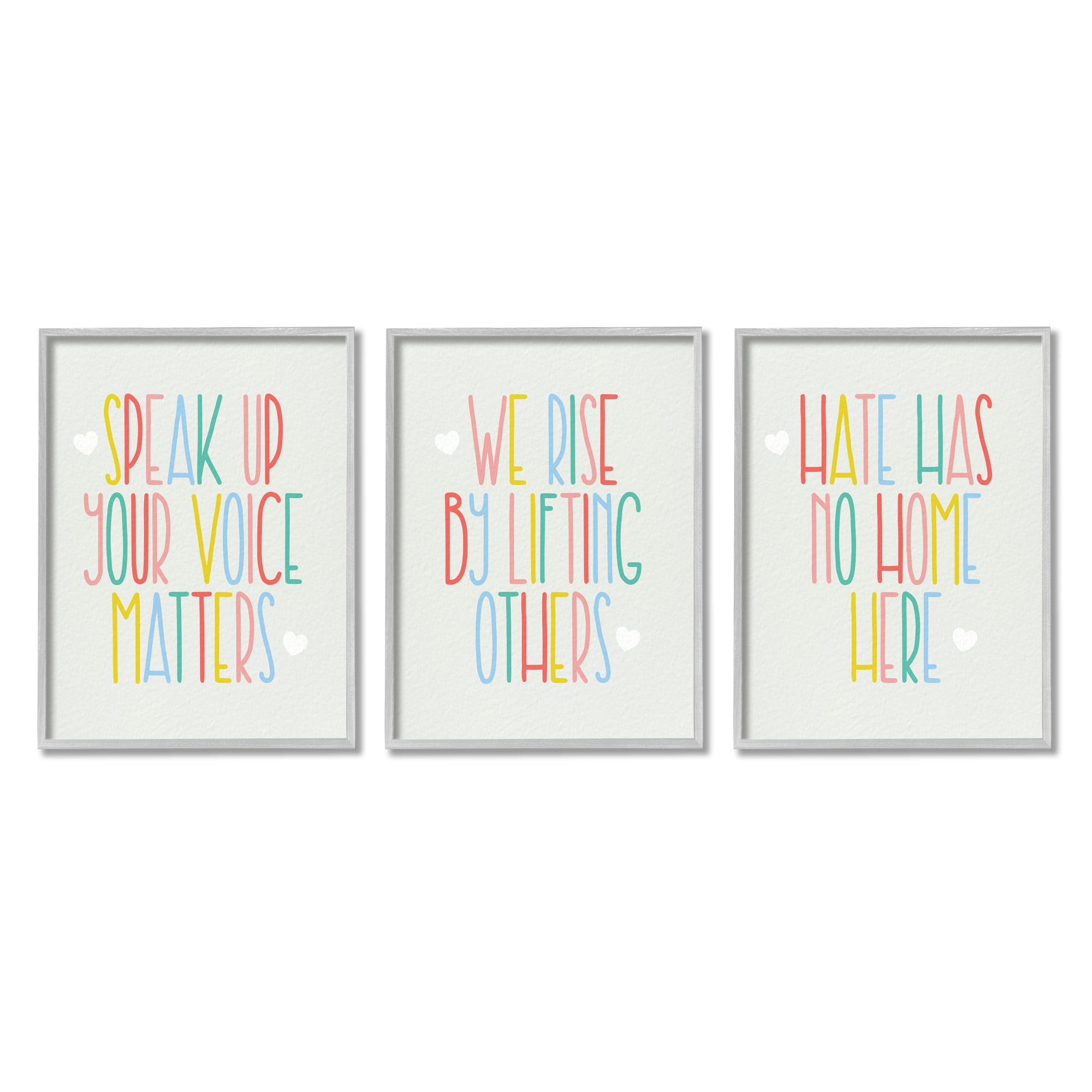 Stupell Industries Hate Has No Home Phrases Inspirational Quotes Grey Framed, 16 x 20, Design by Daphne Polselli