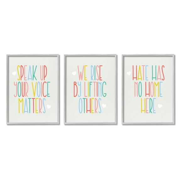 Stupell Industries Hate Has No Home Phrases Inspirational Quotes Grey Framed, 16 x 20, Design by Daphne Polselli
