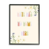 Stupell Industries Hate Has No Home Quote Soft Spring Wildflowers Botanical & Floral Painting Black Framed Art Print Wall Art, 24 x 30