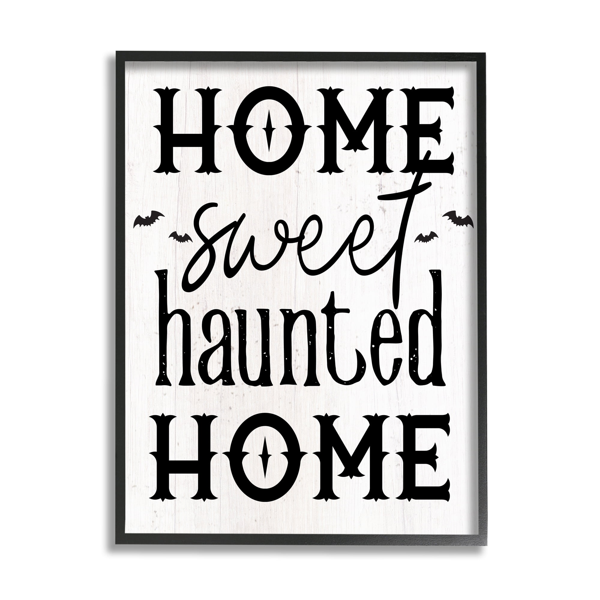 Stupell Industries Haunted Home Phrase Holiday Painting Black Framed Art Print Wall Art, 24 x 30
