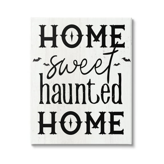 Stupell Industries Haunted Home Phrase Holiday Painting Gallery Wrapped Canvas Art Print Wall Art, 16 x 20