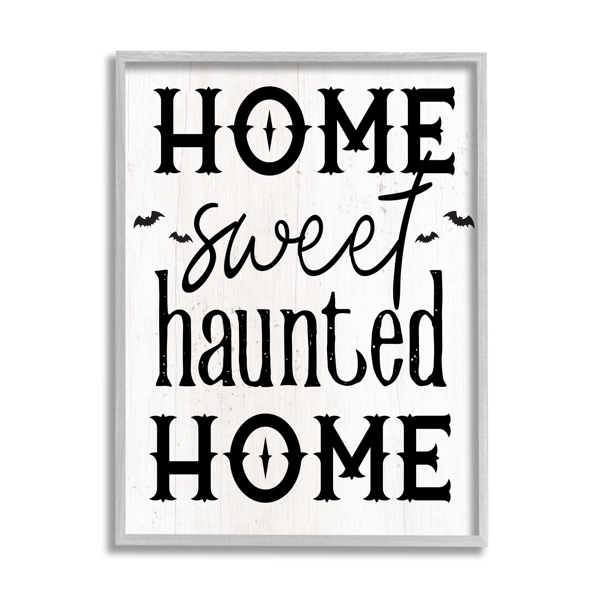 Stupell Industries Haunted Home Phrase Holiday Painting Gray Framed Art Print Wall Art, 24 x 30